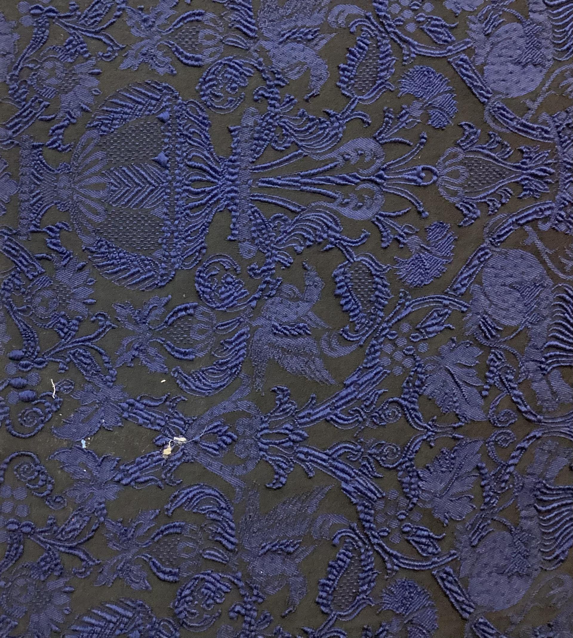 Stretch Damask Brocade in Navy & Black