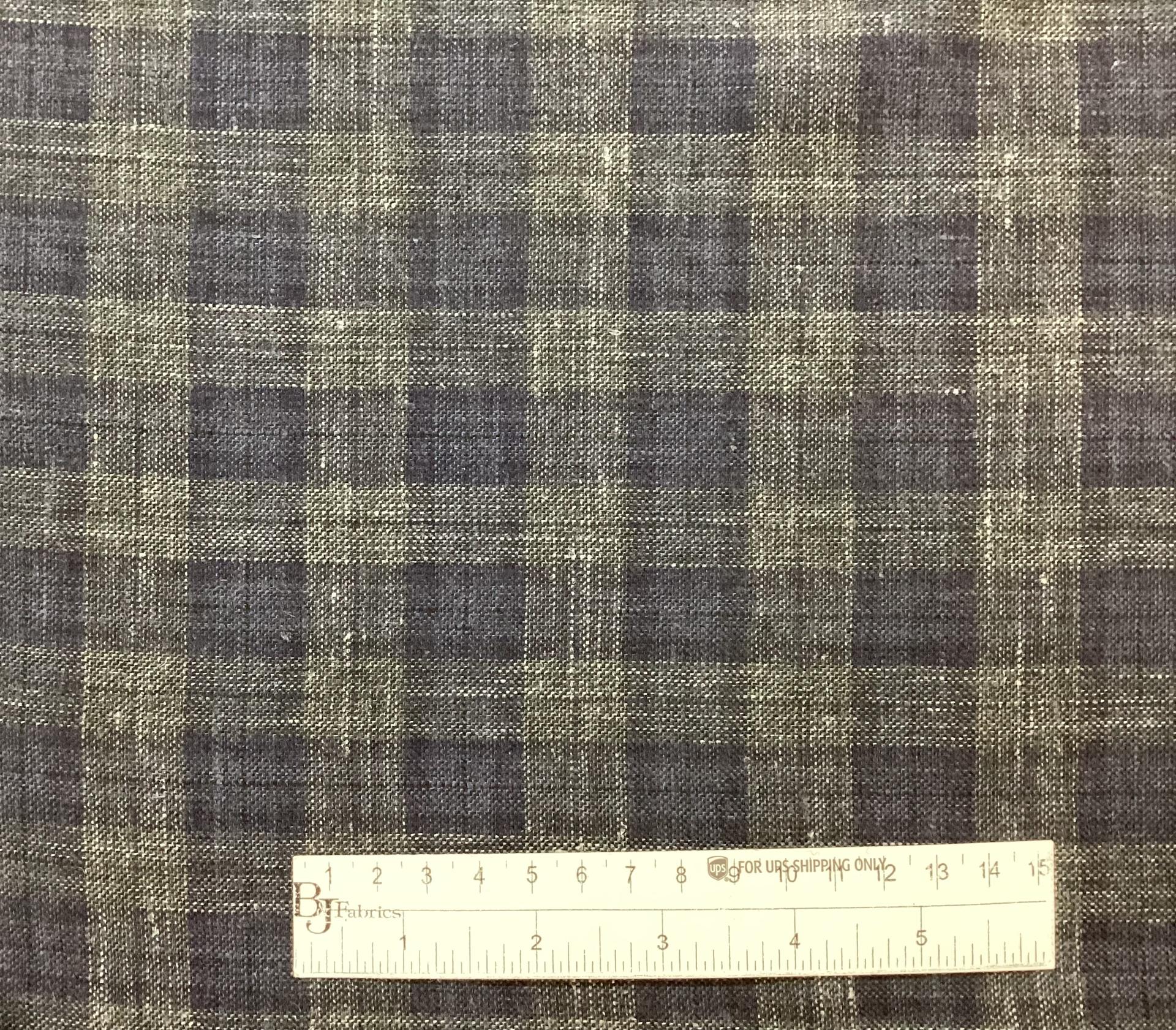 Made in Italy Wool/Silk/Linen Plaid In Navy & Grey