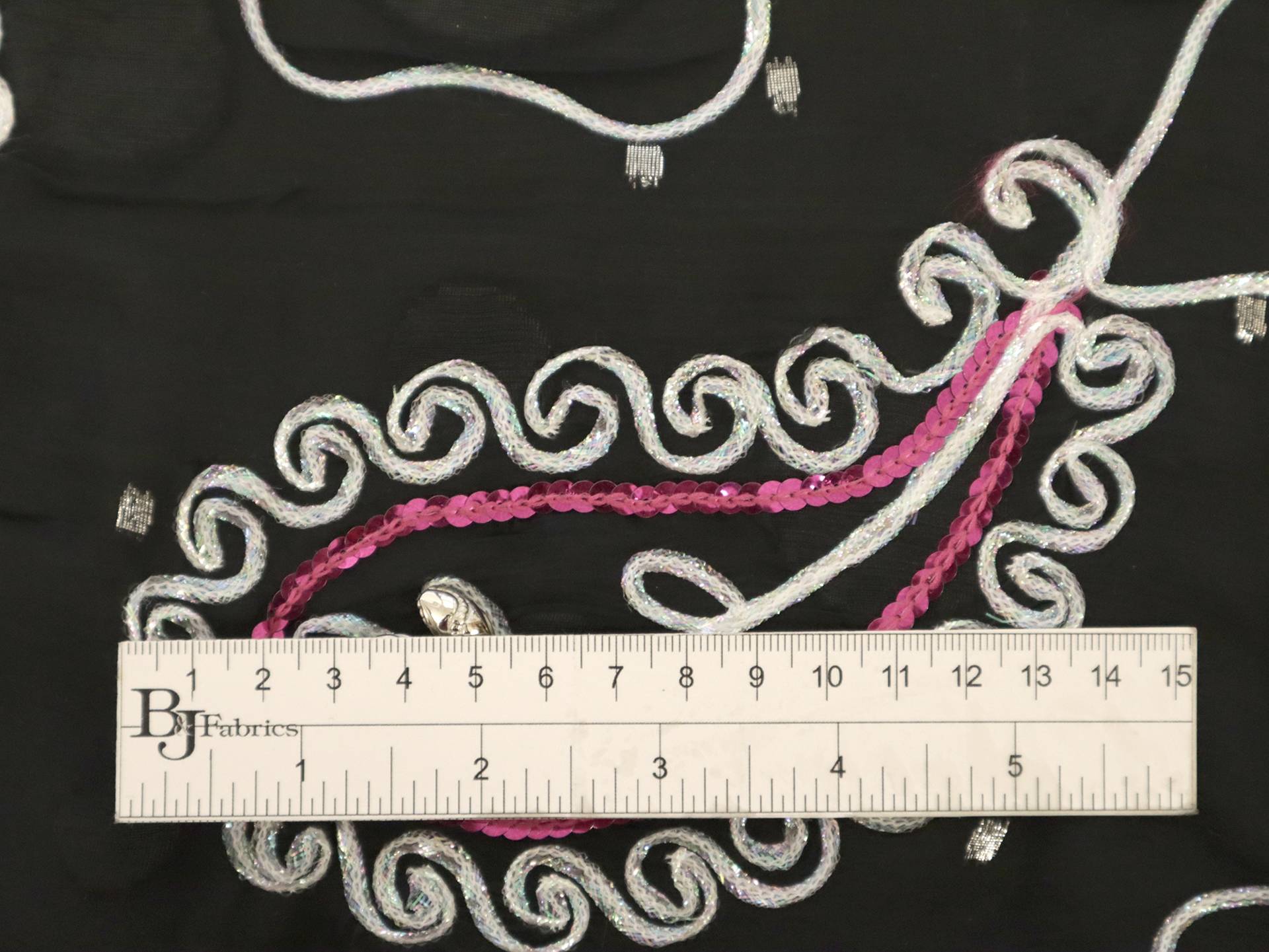 Embroidered Burn Out Silk Chiffon Panel with Beads and Sequins