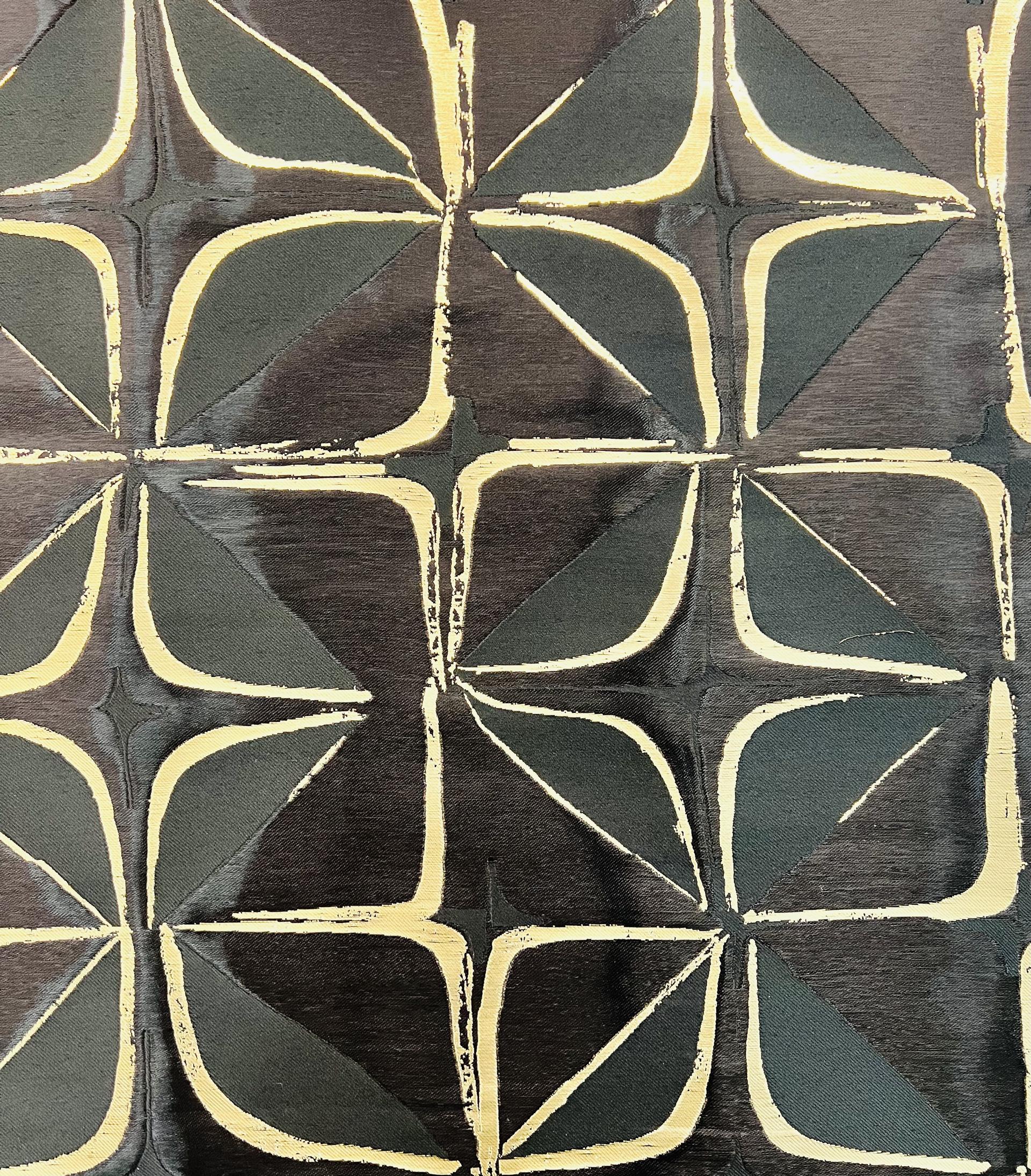 Geometric Lamé Liquid Fil Coupe Brocade in Gold Black
