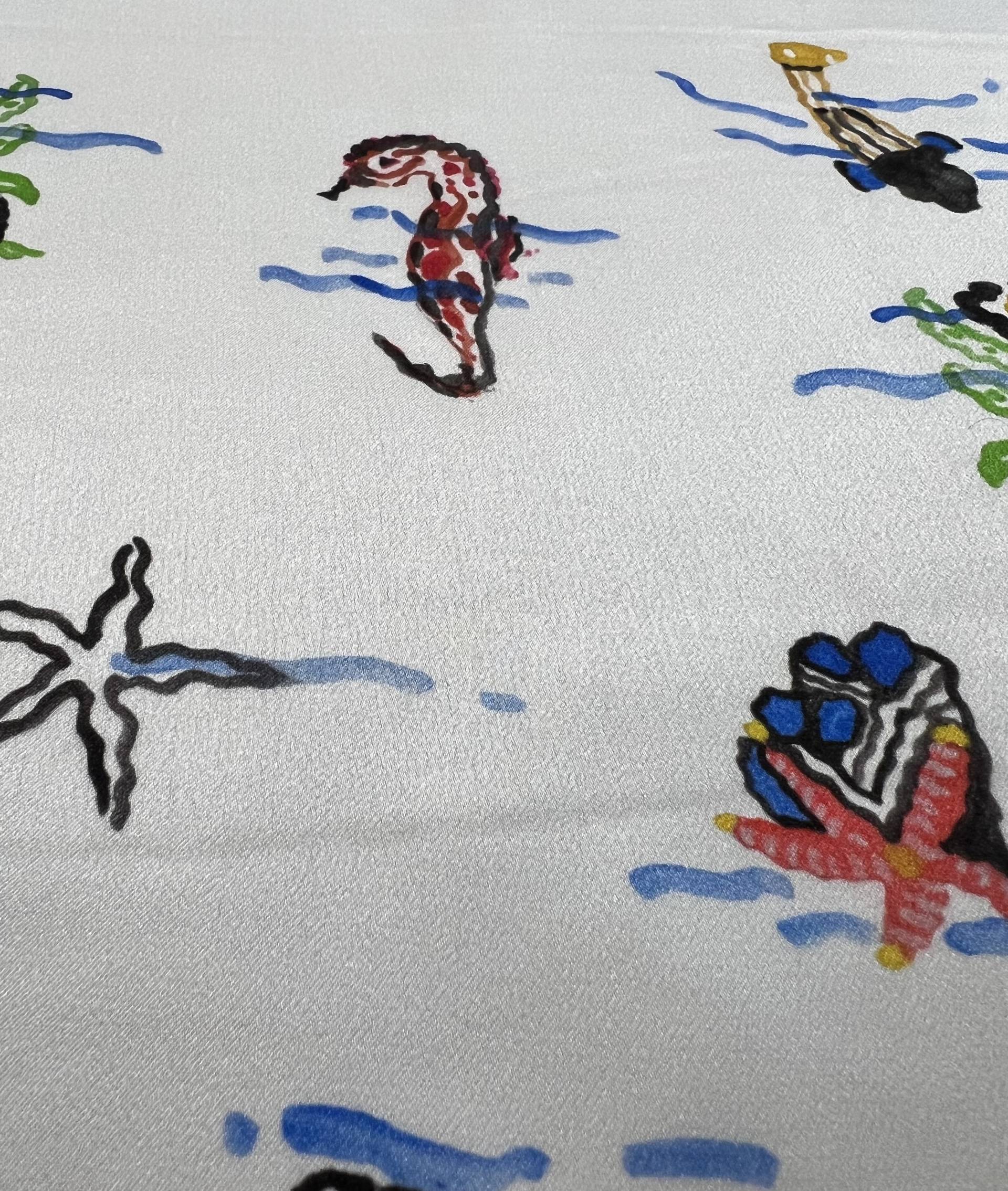 Italian Satin Silk Chiffon Marine Print