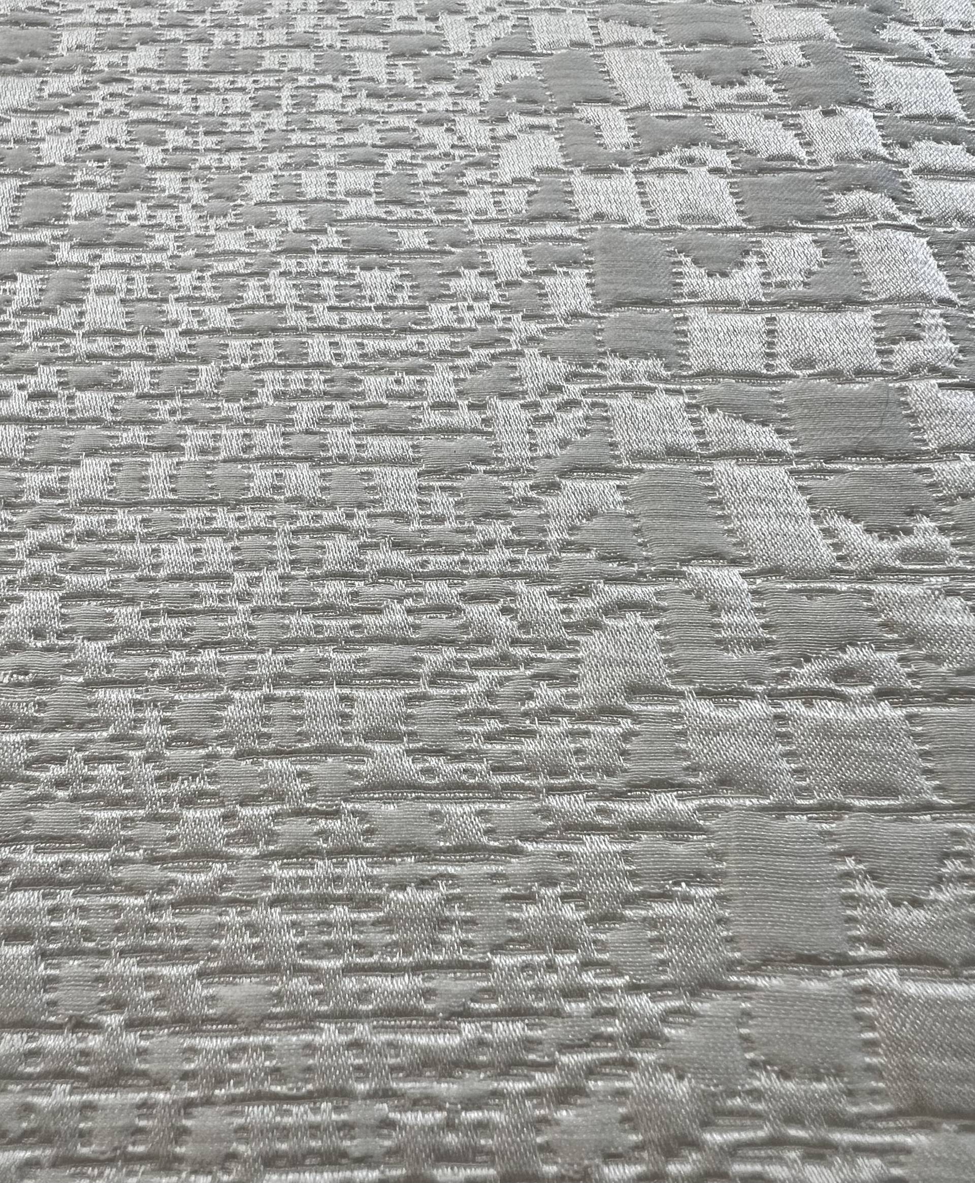 Silk & Rayon Geometric Reptile Brocade in Silk White