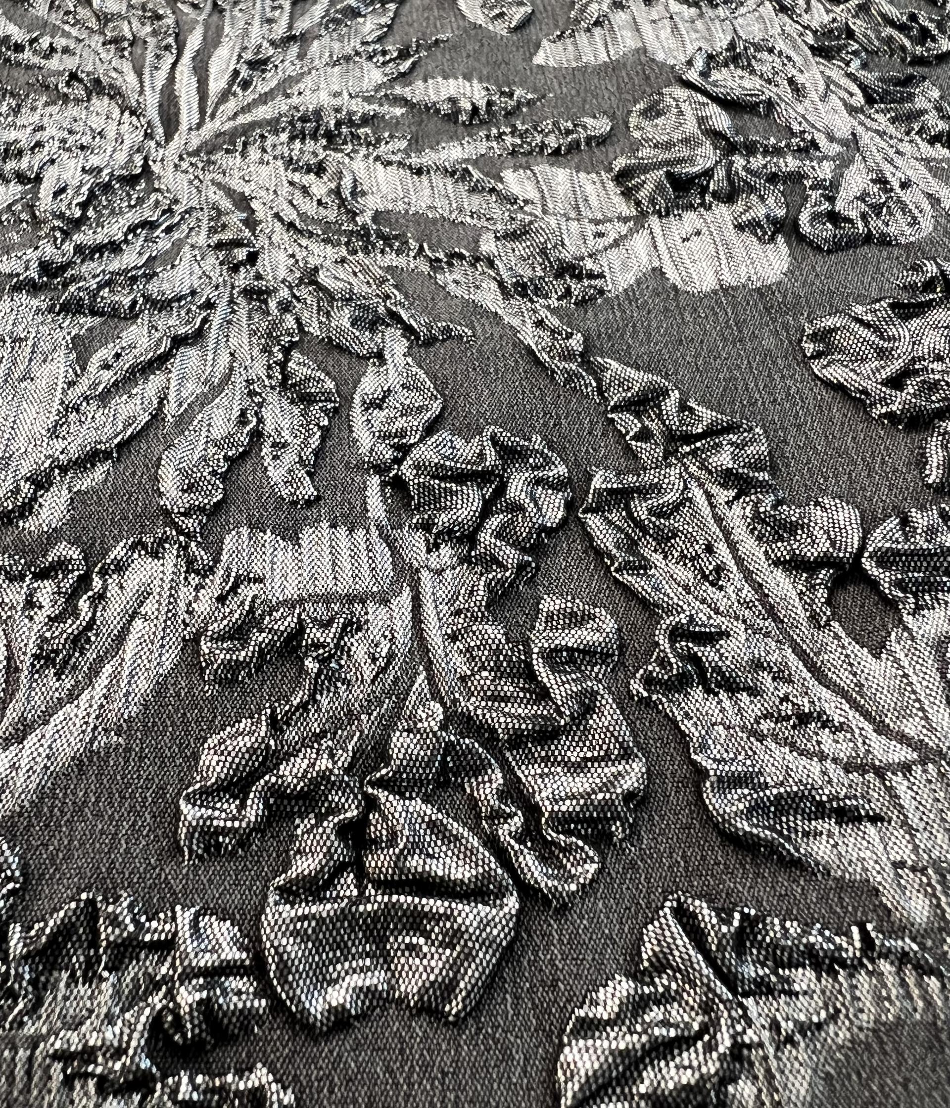 Made in Italy Silk Blend Stretch Floral Brocade in Gray