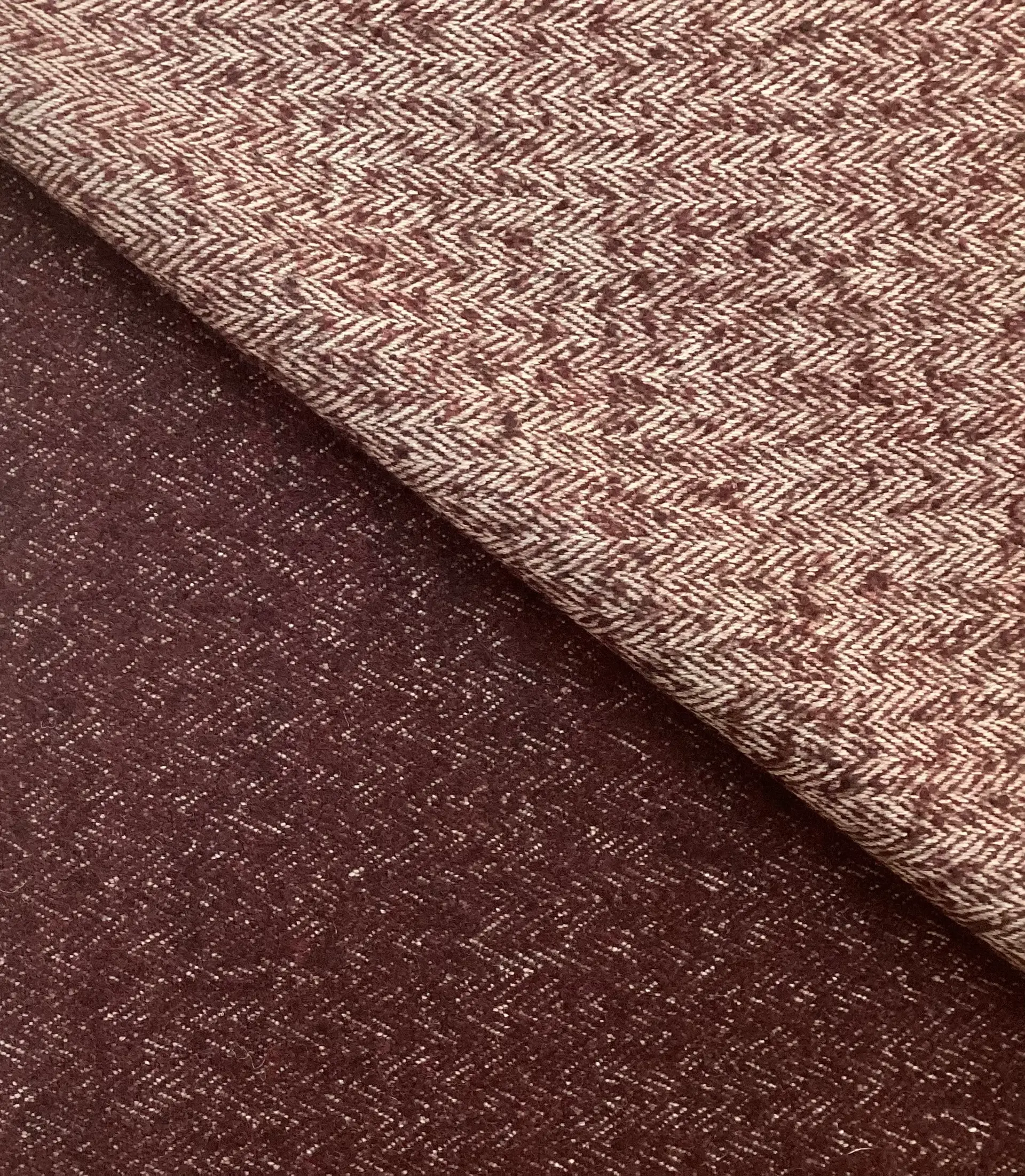 Austrian Wool Angora & Nylon Herringbone In Malbec Silver Grey