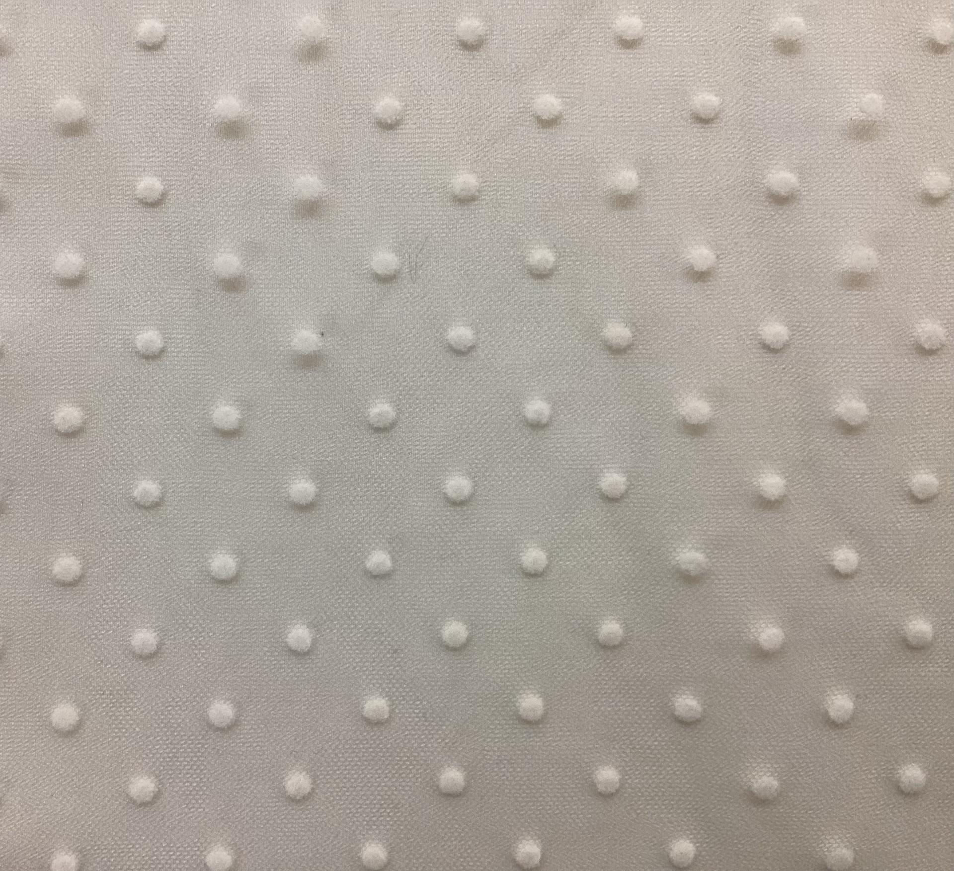 Flocked Nylon tulle in Nude with White Dots