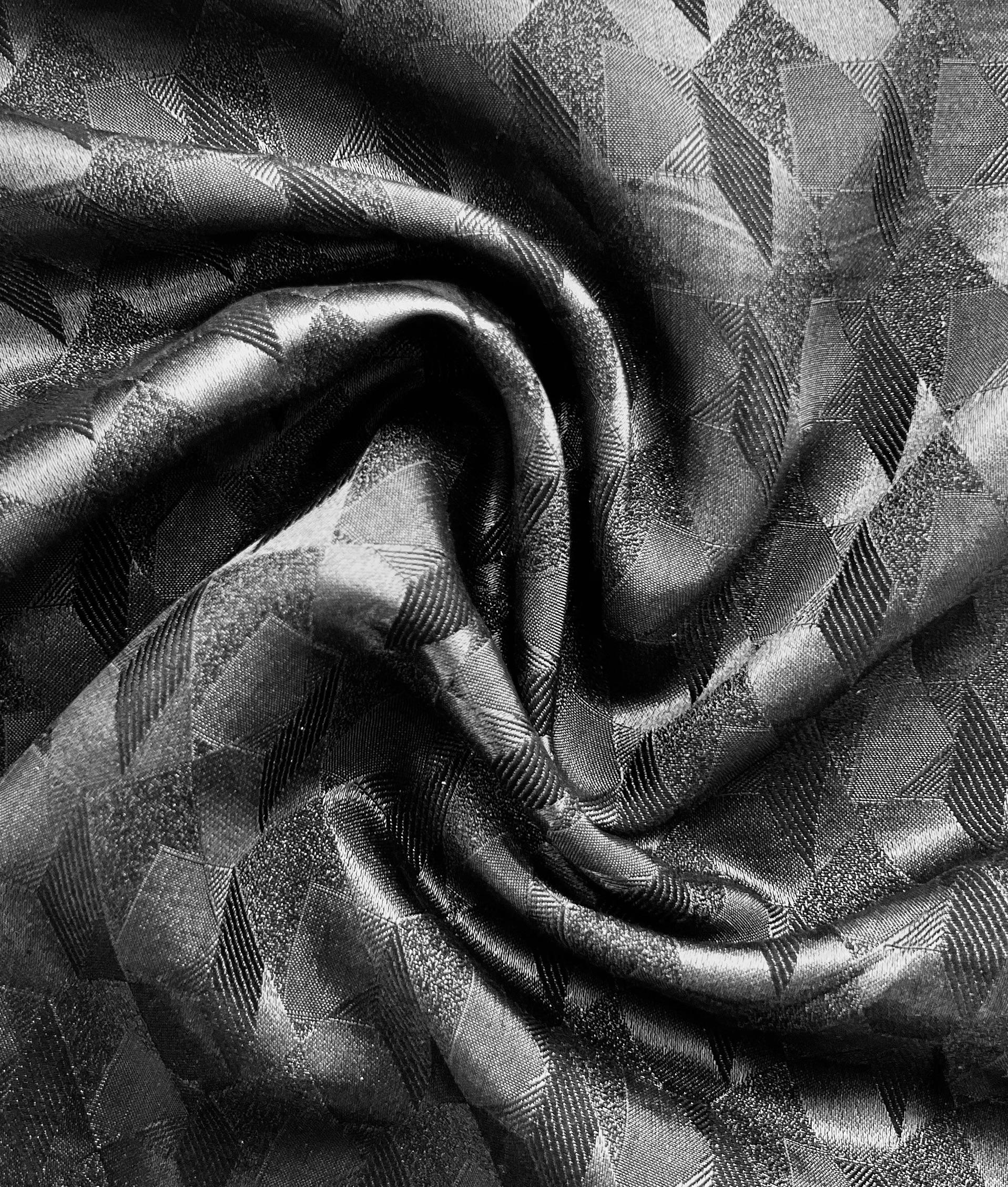Made in Italy Pure Silk 3-D Box Jacquard in Black