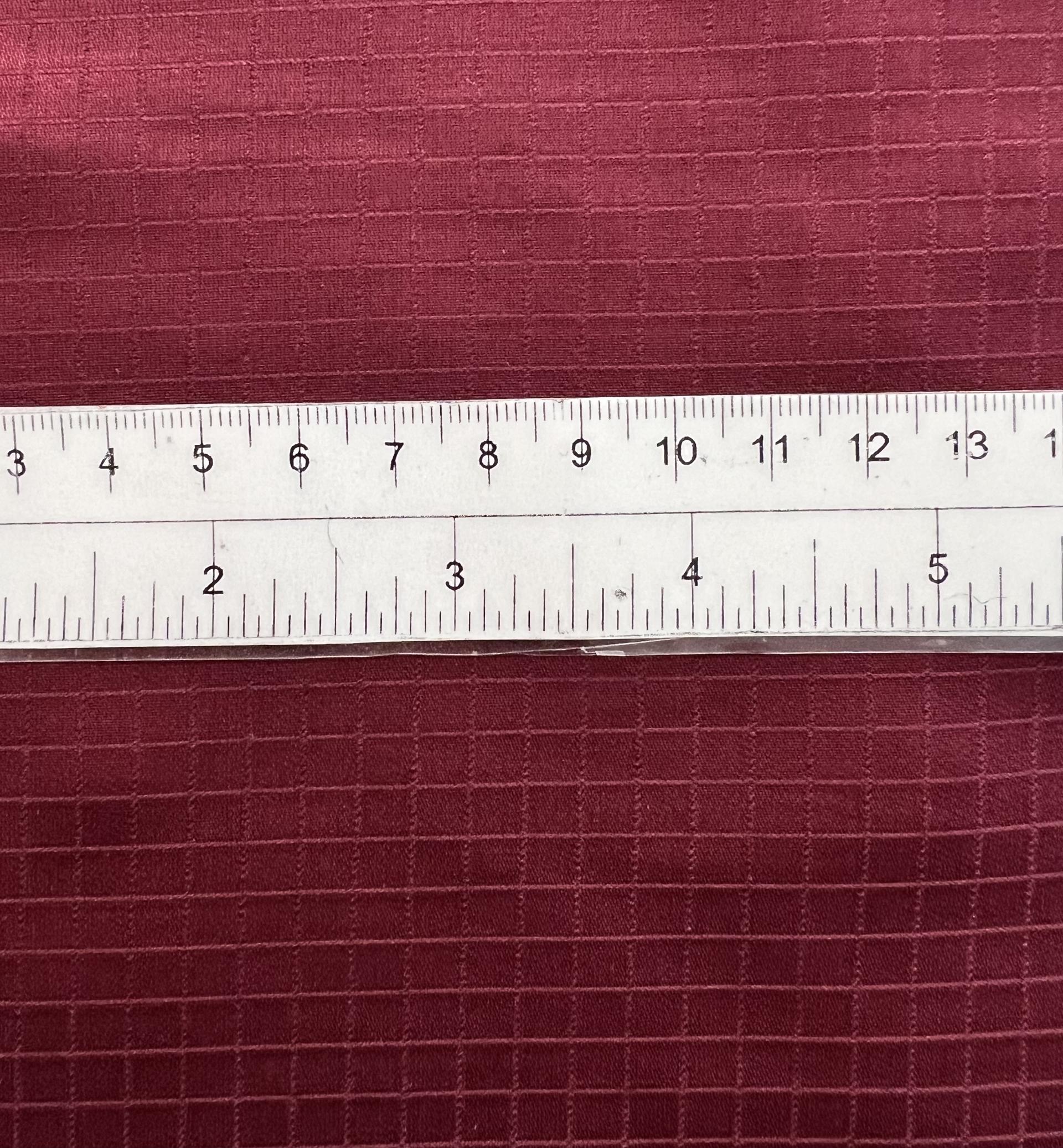 Made in Italy Pure Silk Windowpane Design Jacquard in Crimson