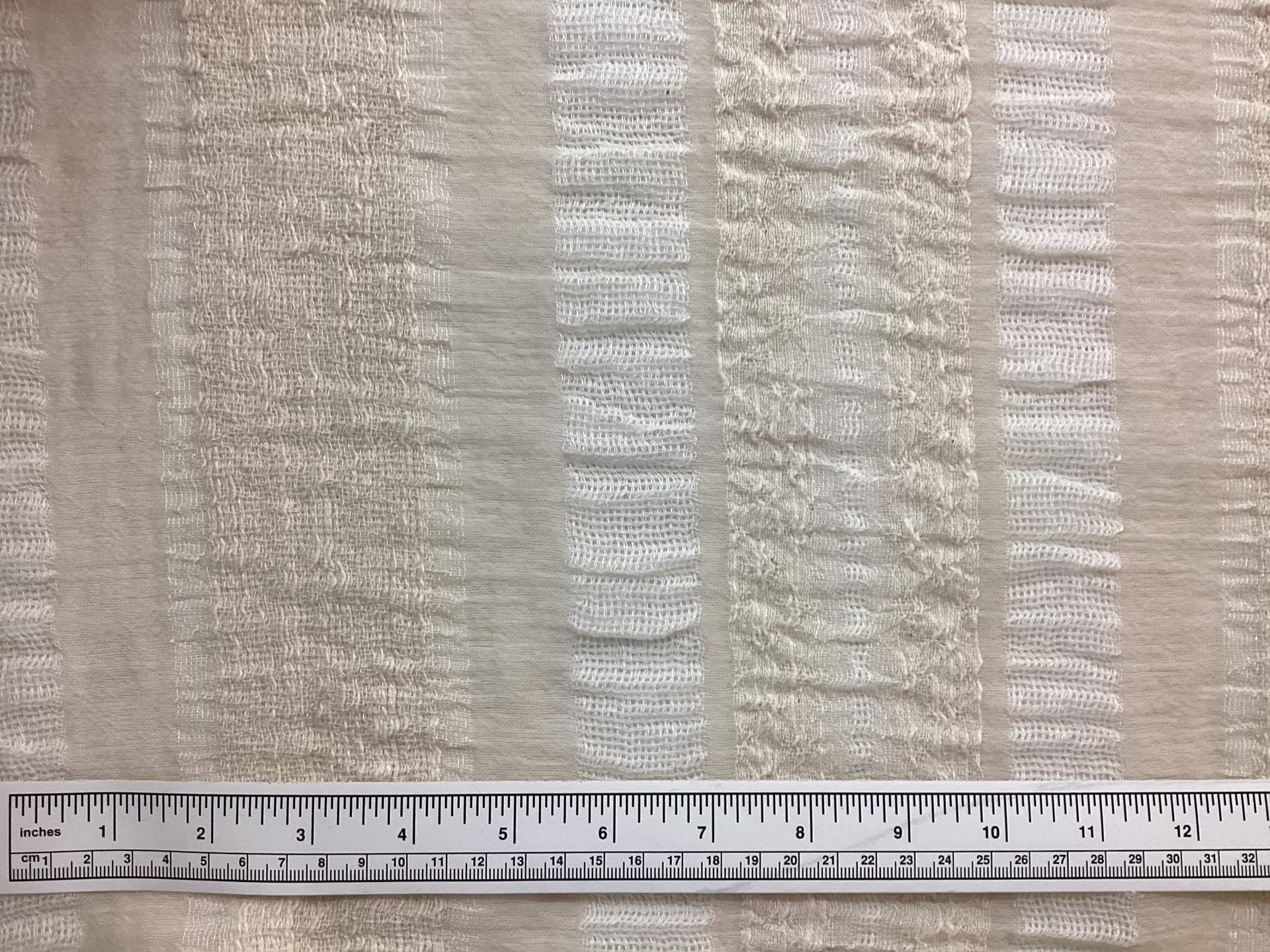 Cotton & Rayon Novelty Stripe Gauze In Ivory