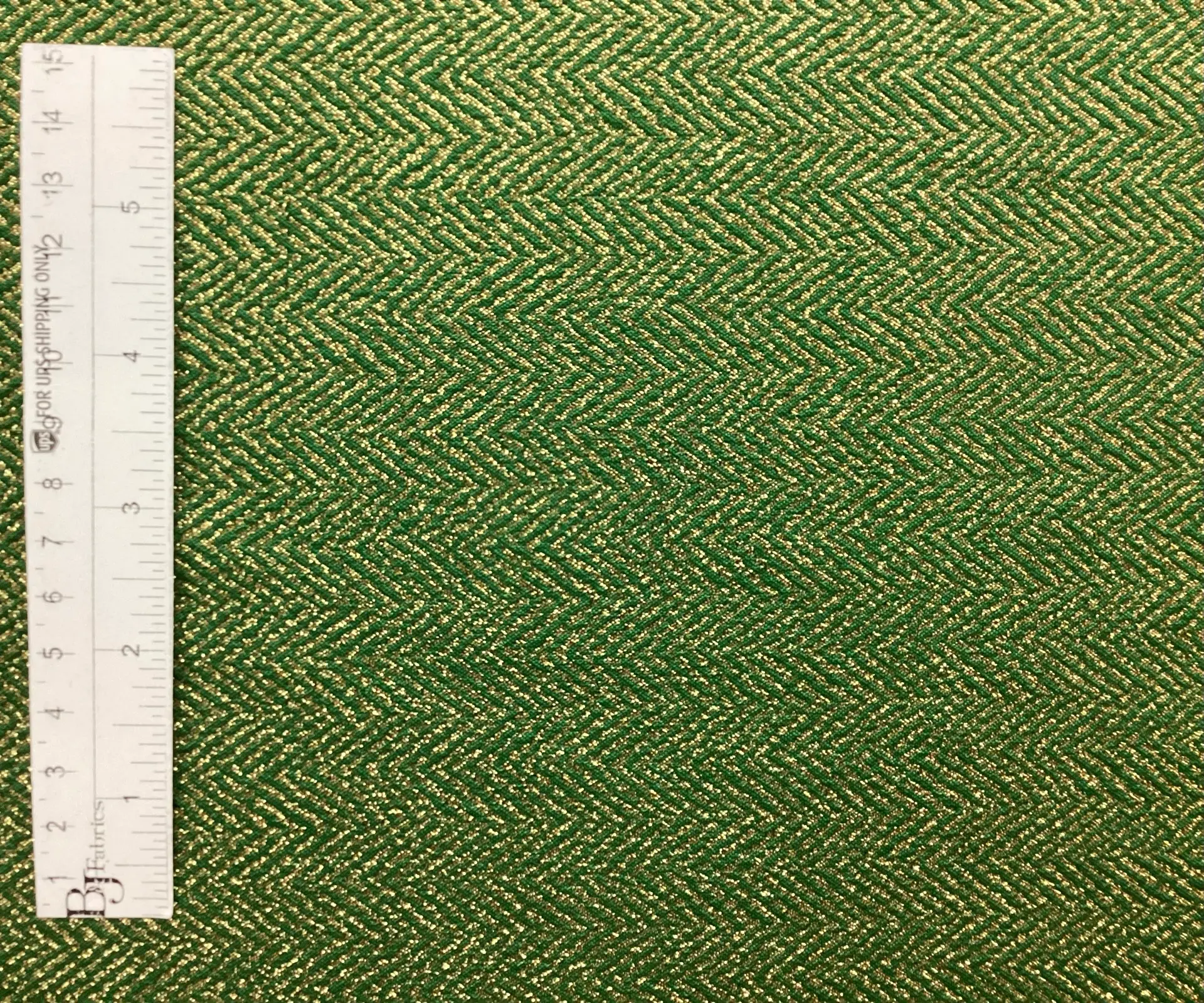 Vintage French Herringbone Brocade in Green & Gold