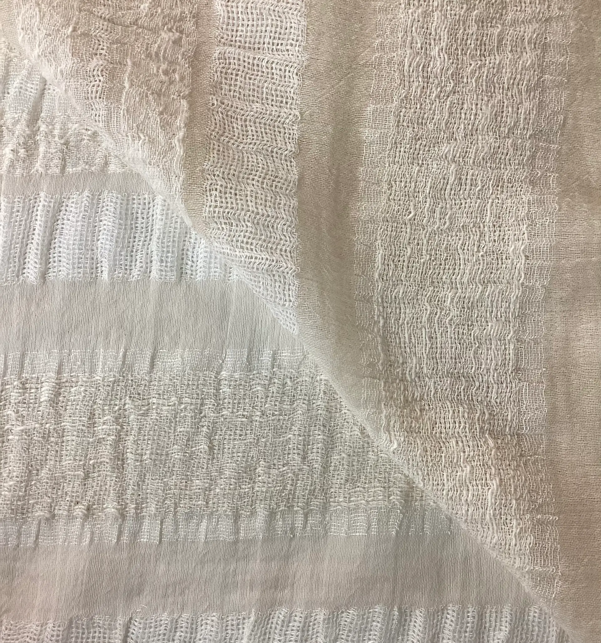 Cotton & Rayon Novelty Stripe Gauze In Ivory