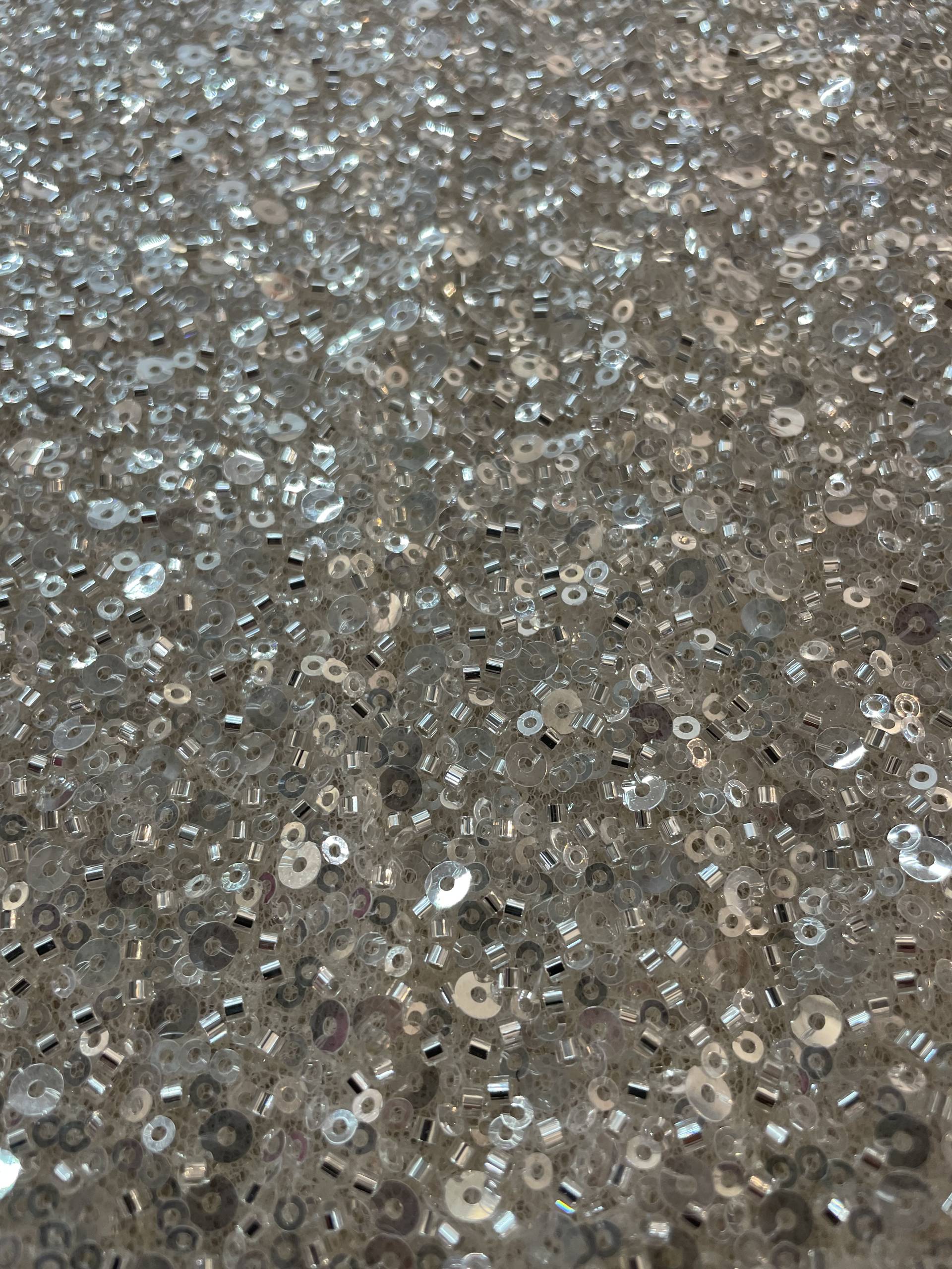 Beaded/Sequined Tulle in Nude /Ivory