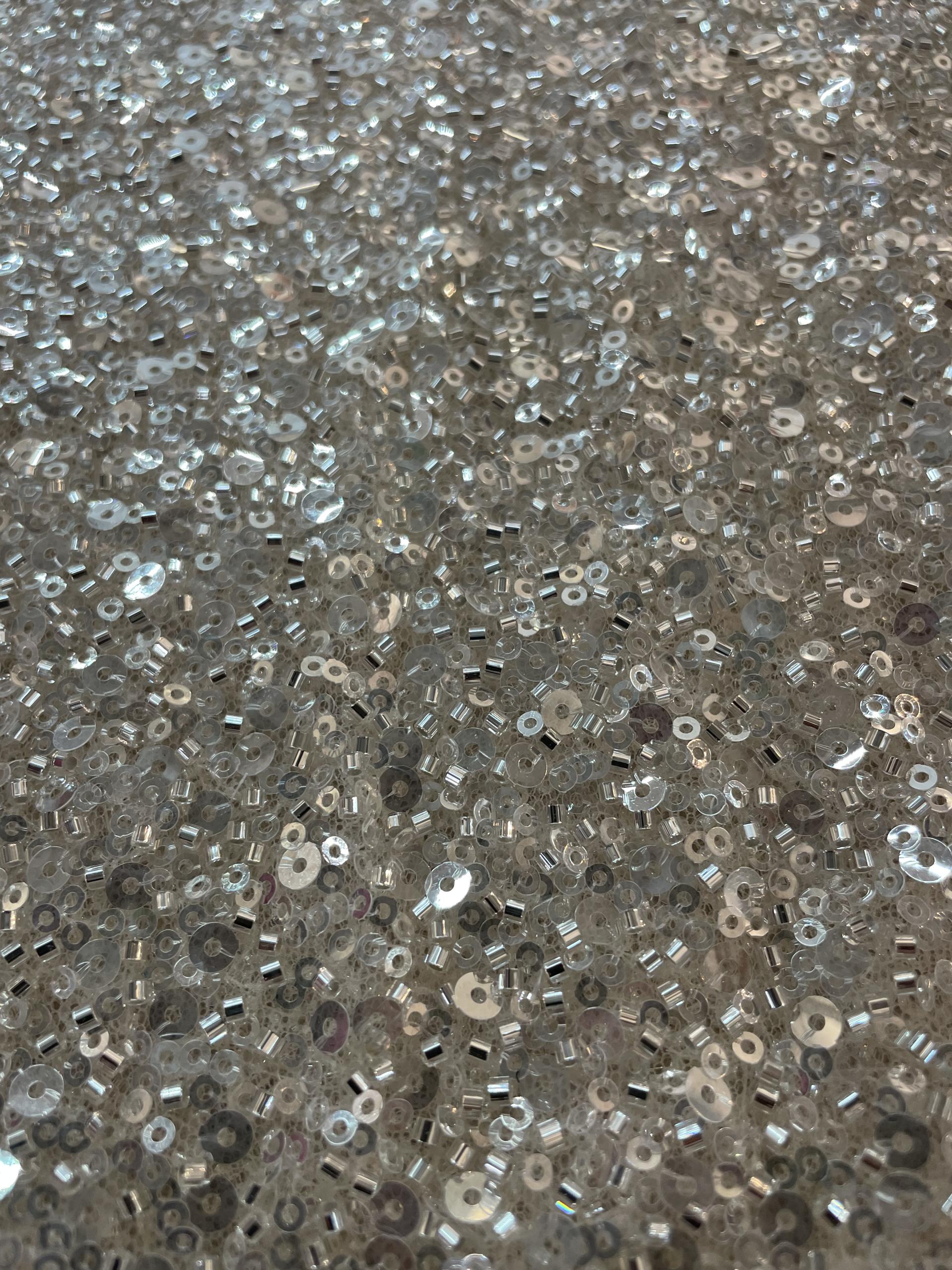 Beaded/Sequined Tulle in Nude /Ivory