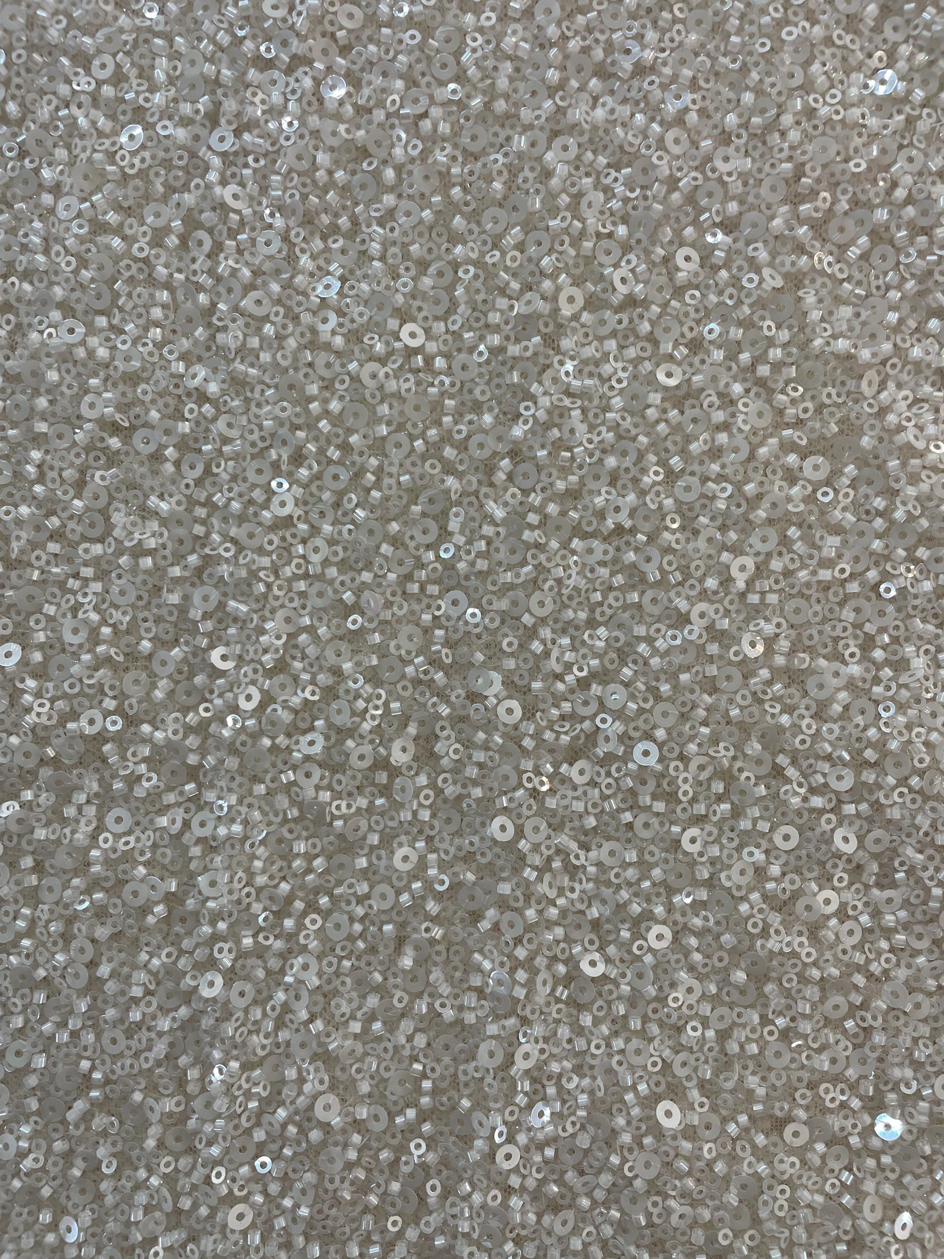 Beaded/Sequined Tulle in Nude /Ivory