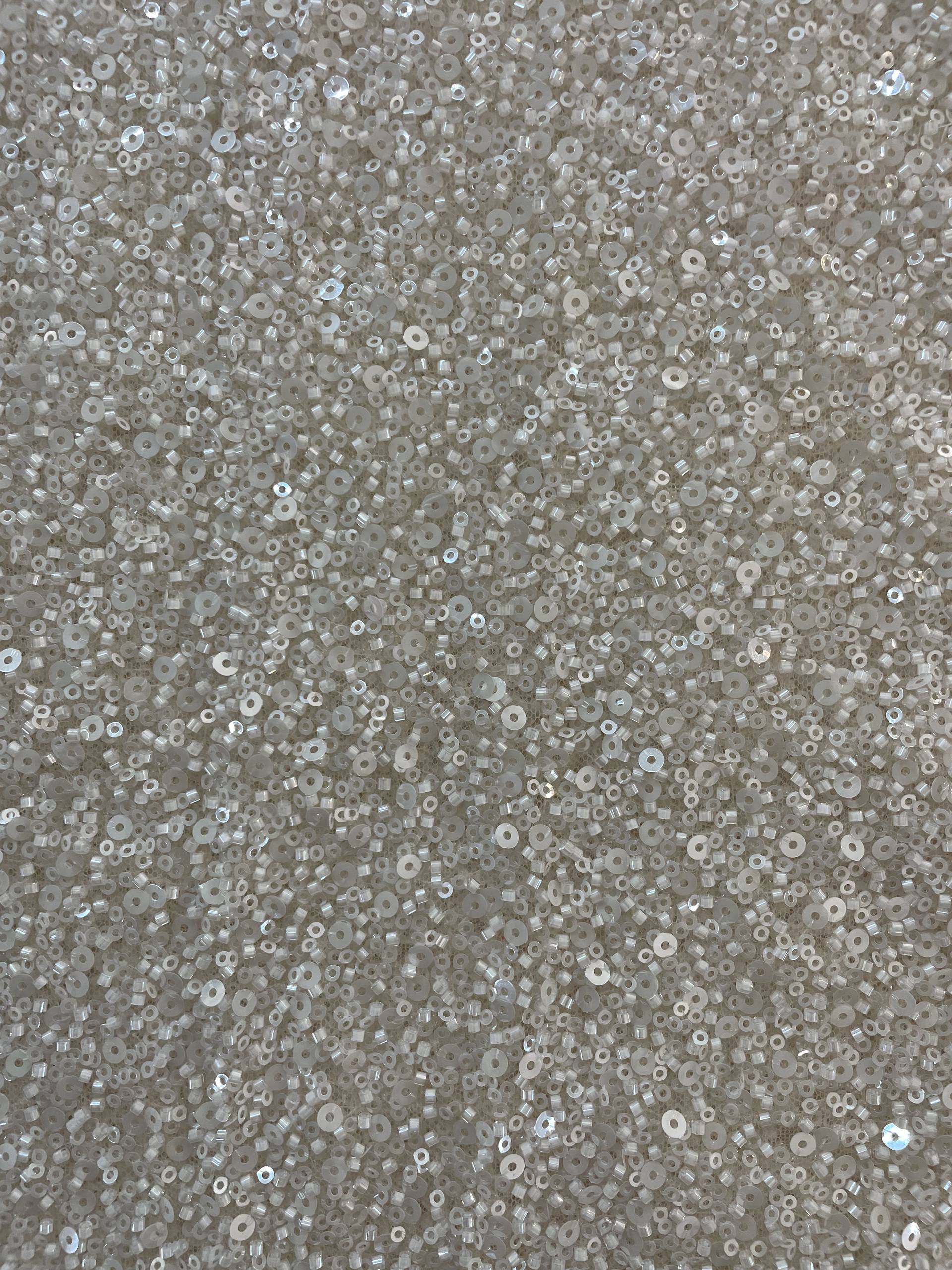 Beaded/Sequined Tulle in Nude /Ivory