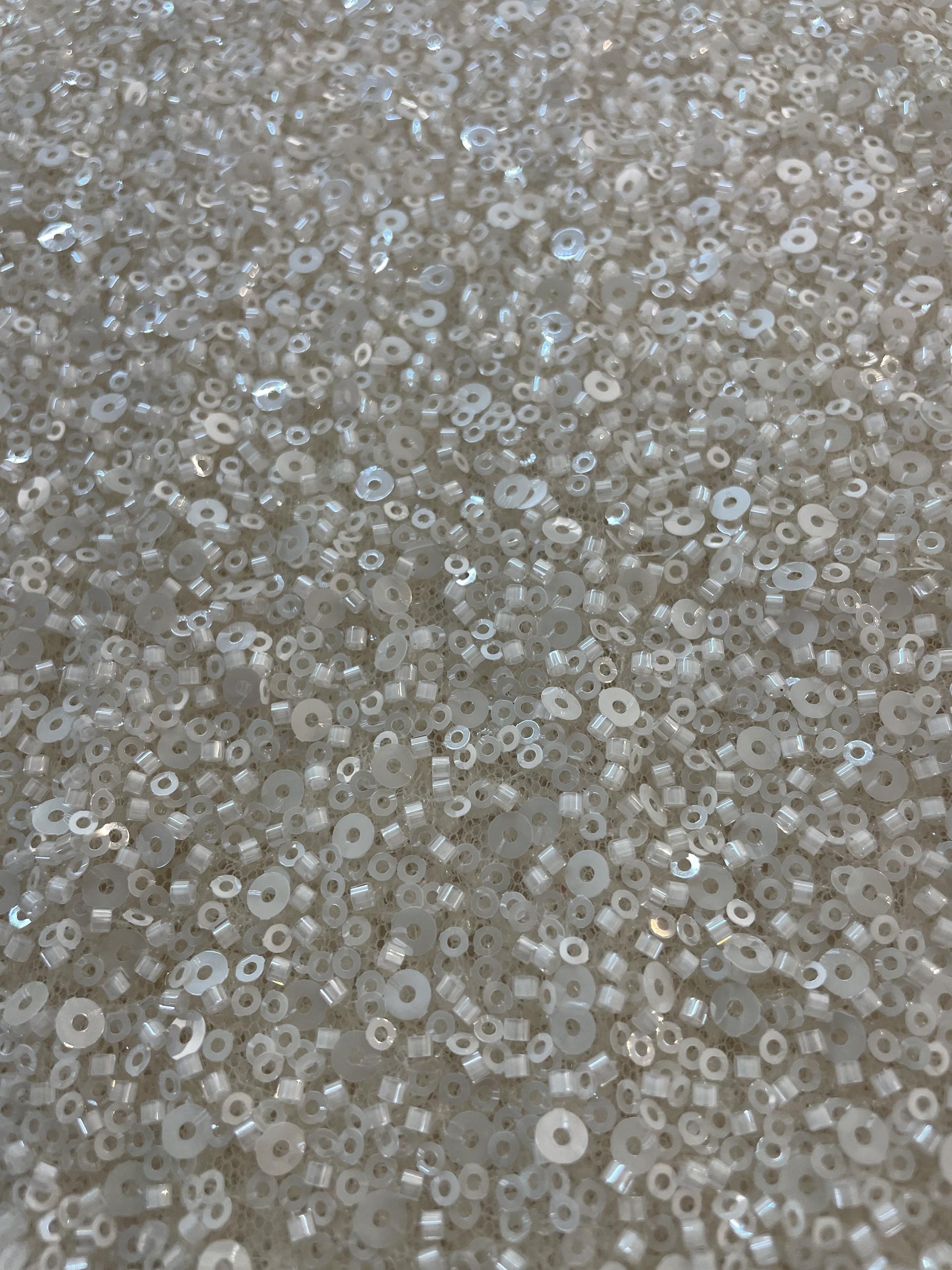 Beaded/Sequined Tulle in Nude /Ivory