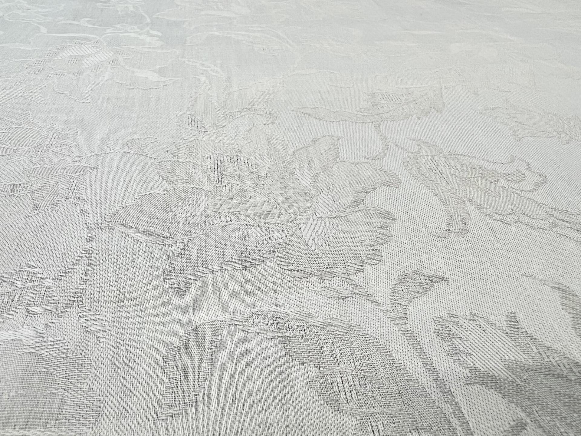 Cotton Floral Damask in White