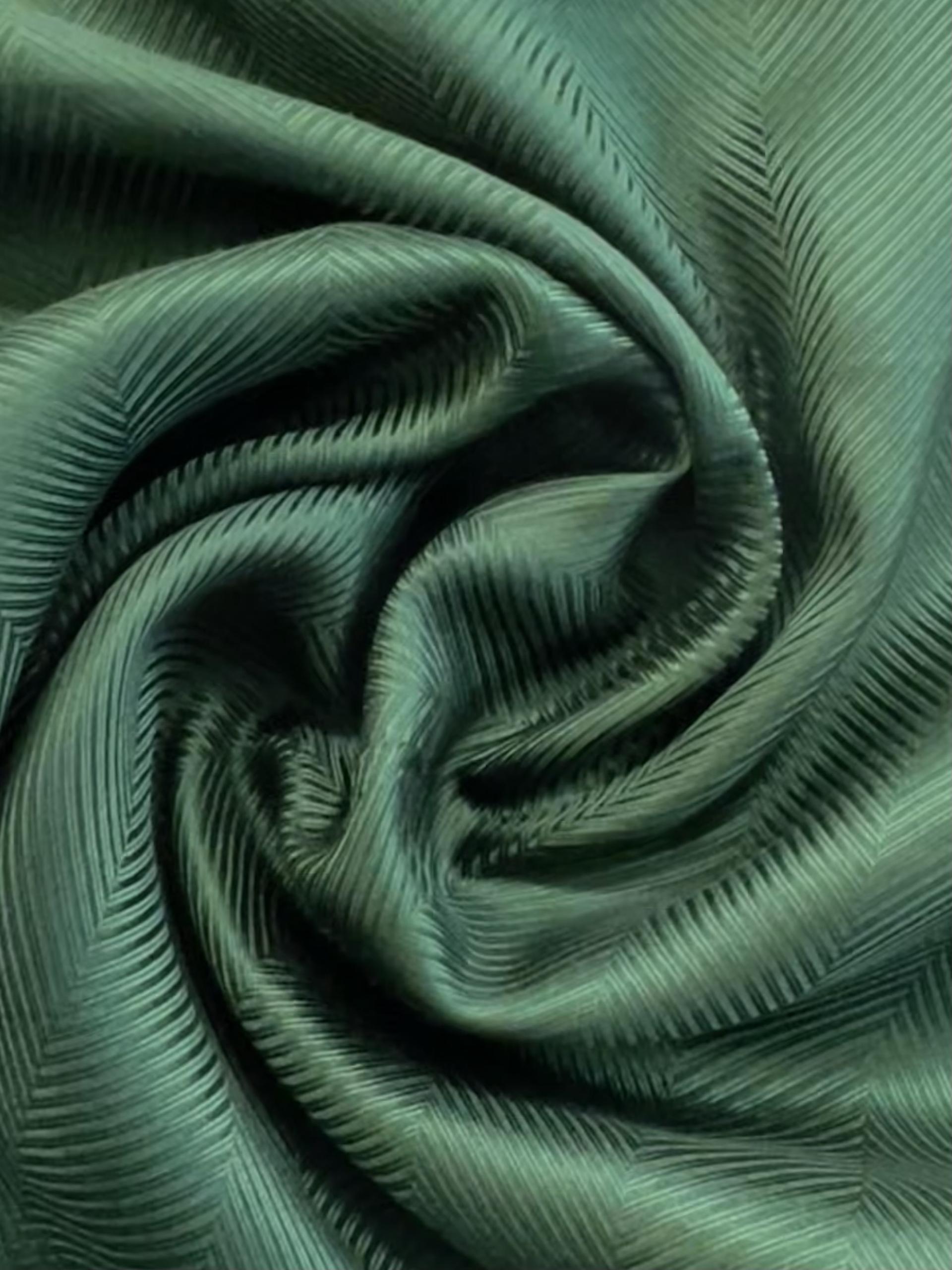 Made in Italy Pure Silk Herringbone Jacquard in Green