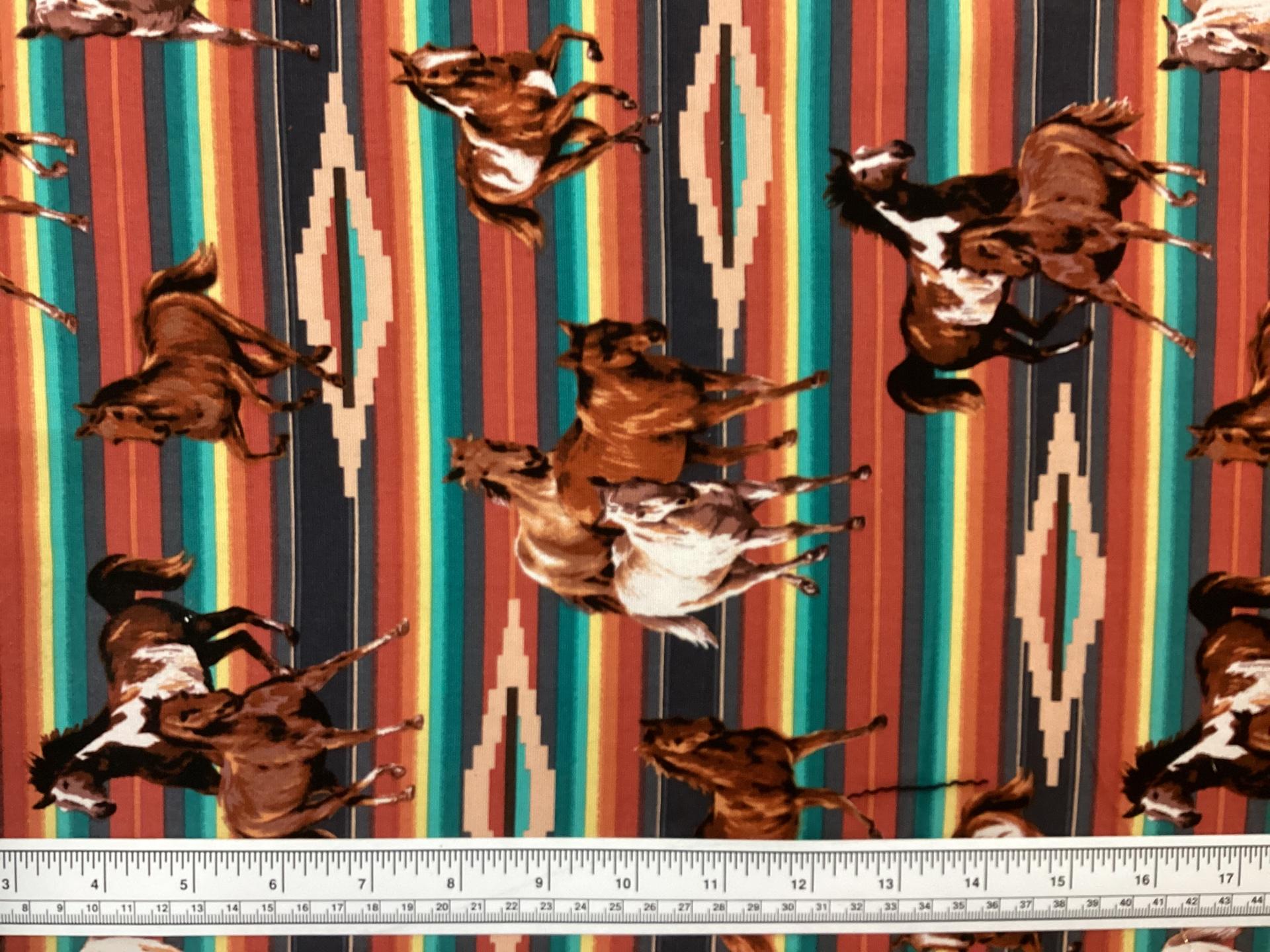 Sustainable Cotton Canvas Southwest Horse Print in Brown