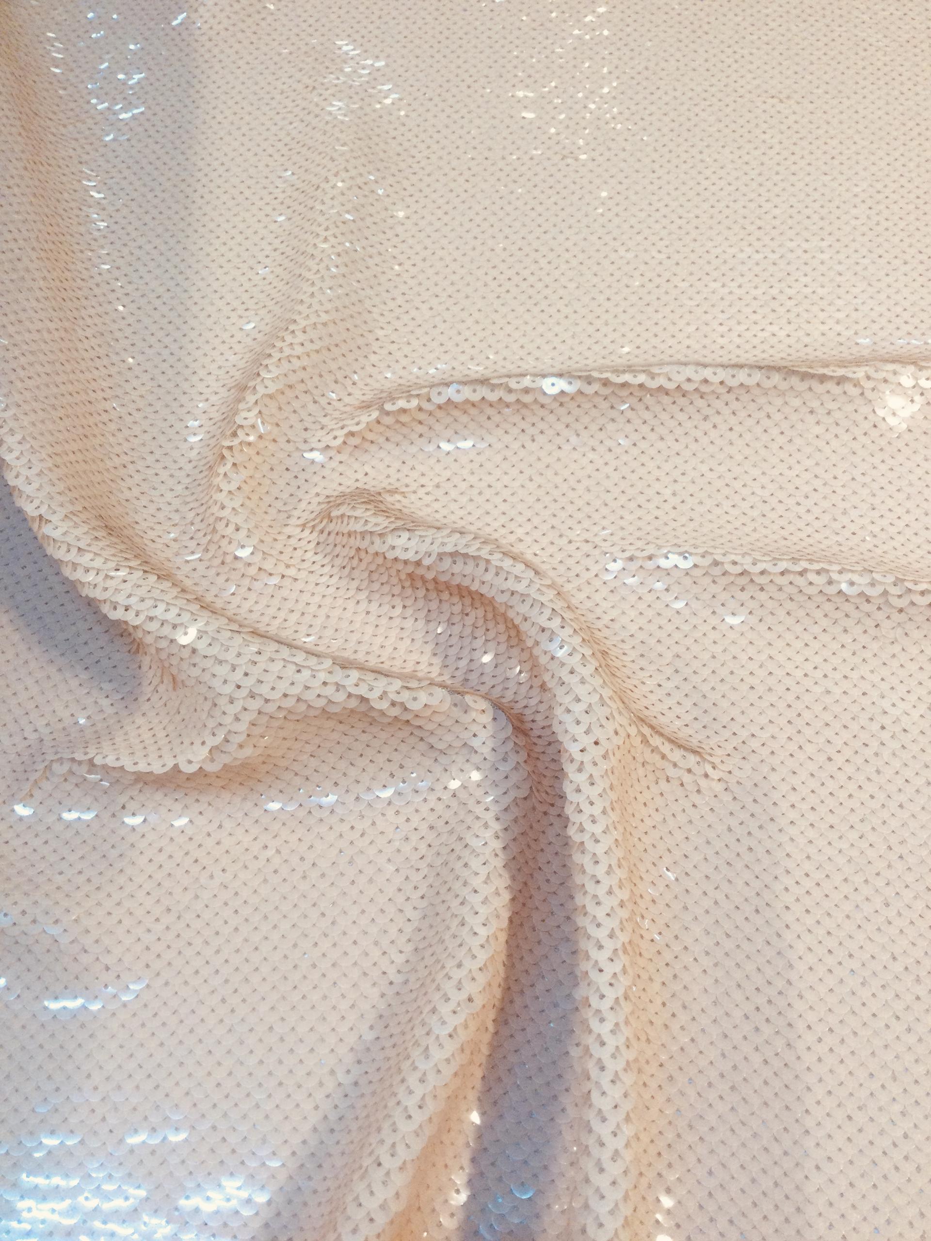 Fish Scale Sequins on Tulle in Nude