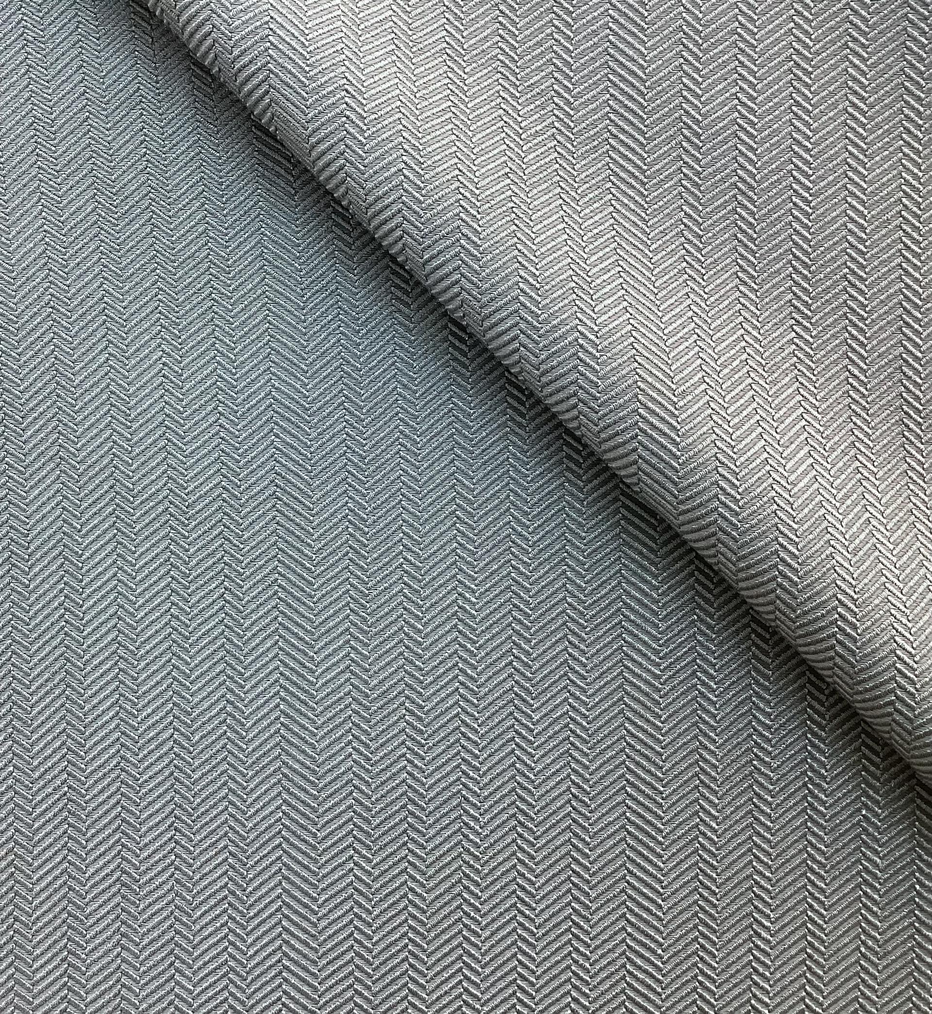 Viscose Herriingbone Damask in Smokey Blue