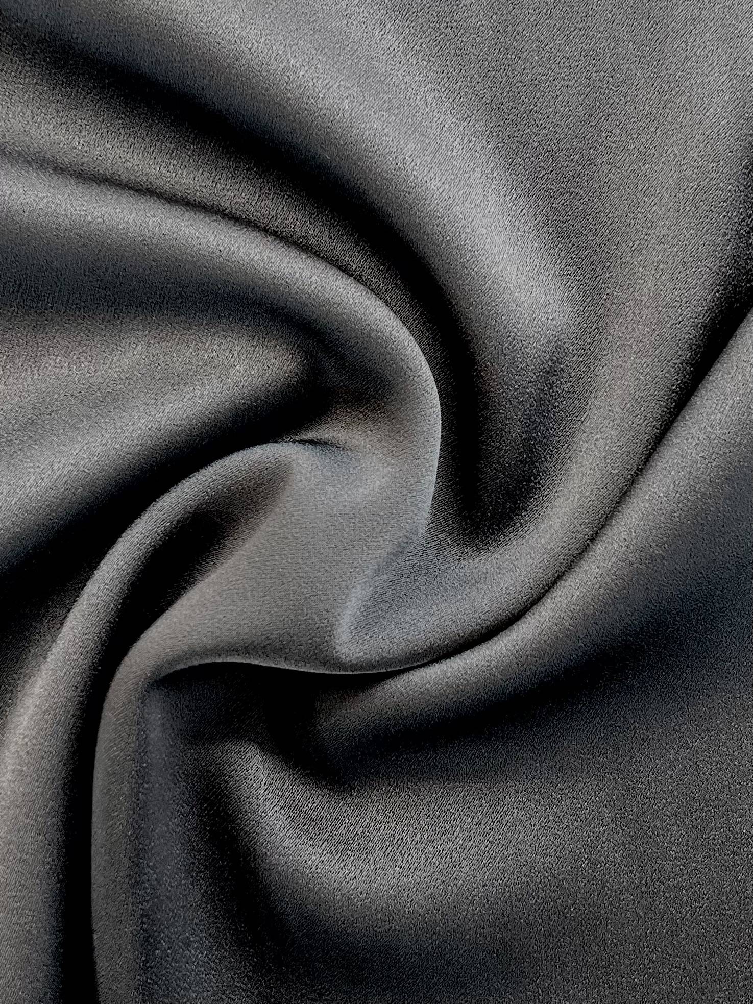 Triacetate Stretch Crepé Back Satin in Charcoal Grey