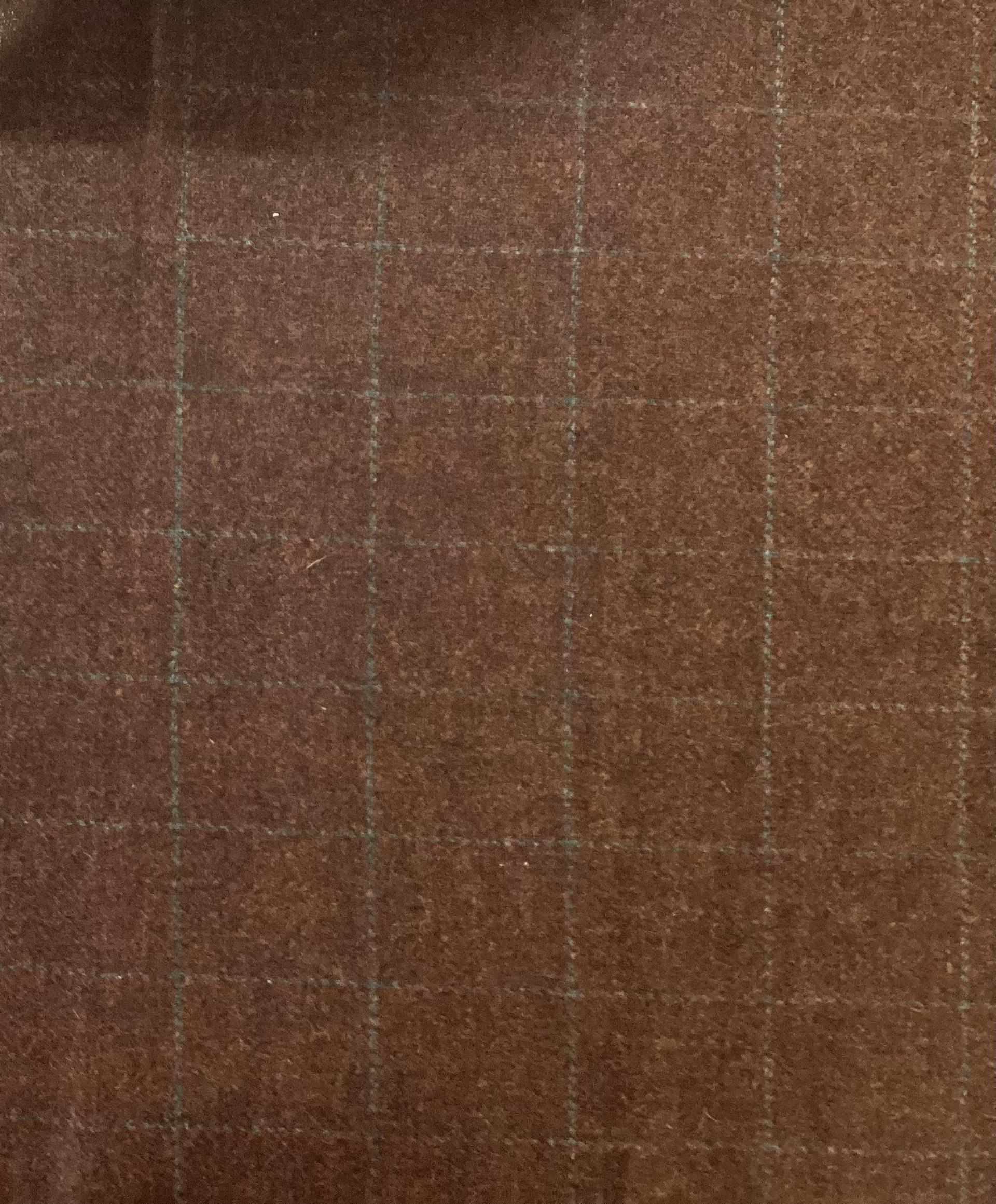 Made in Italy 100% Wool Window Pane In Red Brick