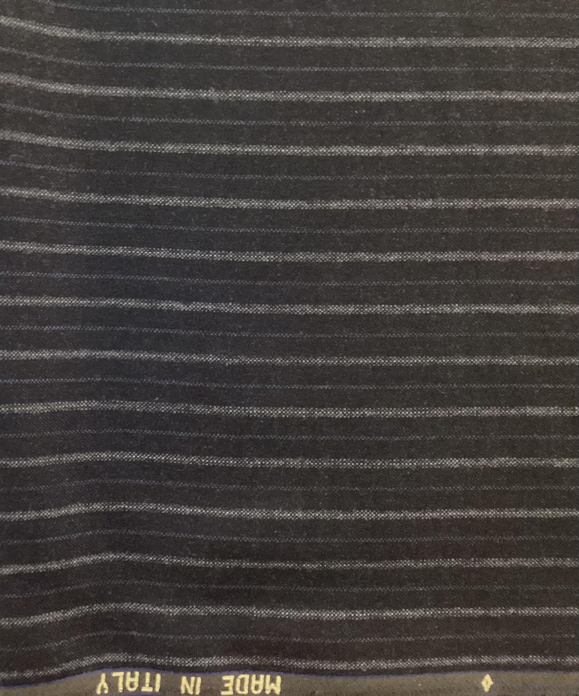 Made In Italy Wool Super 120s Stripe In Dark Charcoal Grey