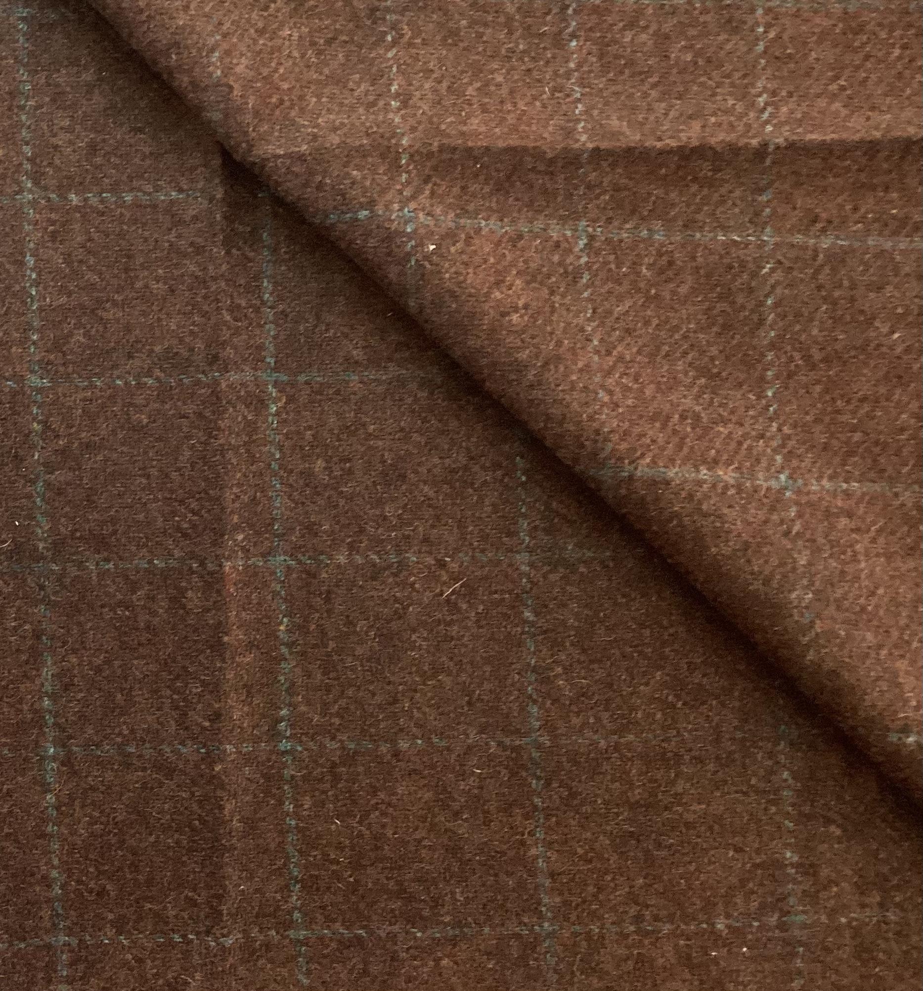 Made in Italy 100% Wool Window Pane In Red Brick