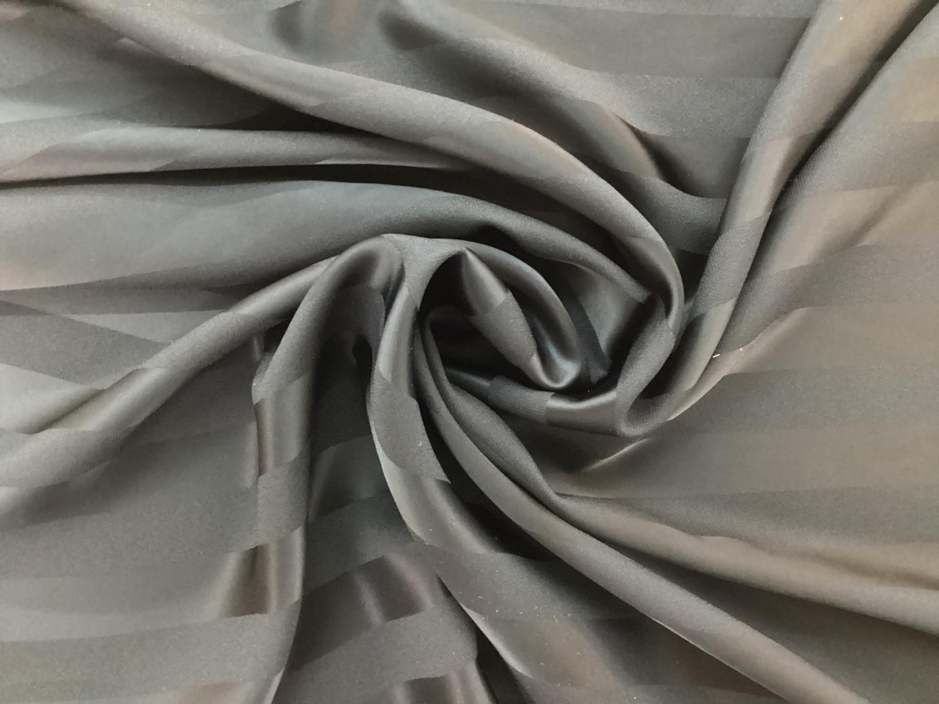 Made in Japan Triacetate/Polyester Crepe Satin Stripe Jacquard in Black