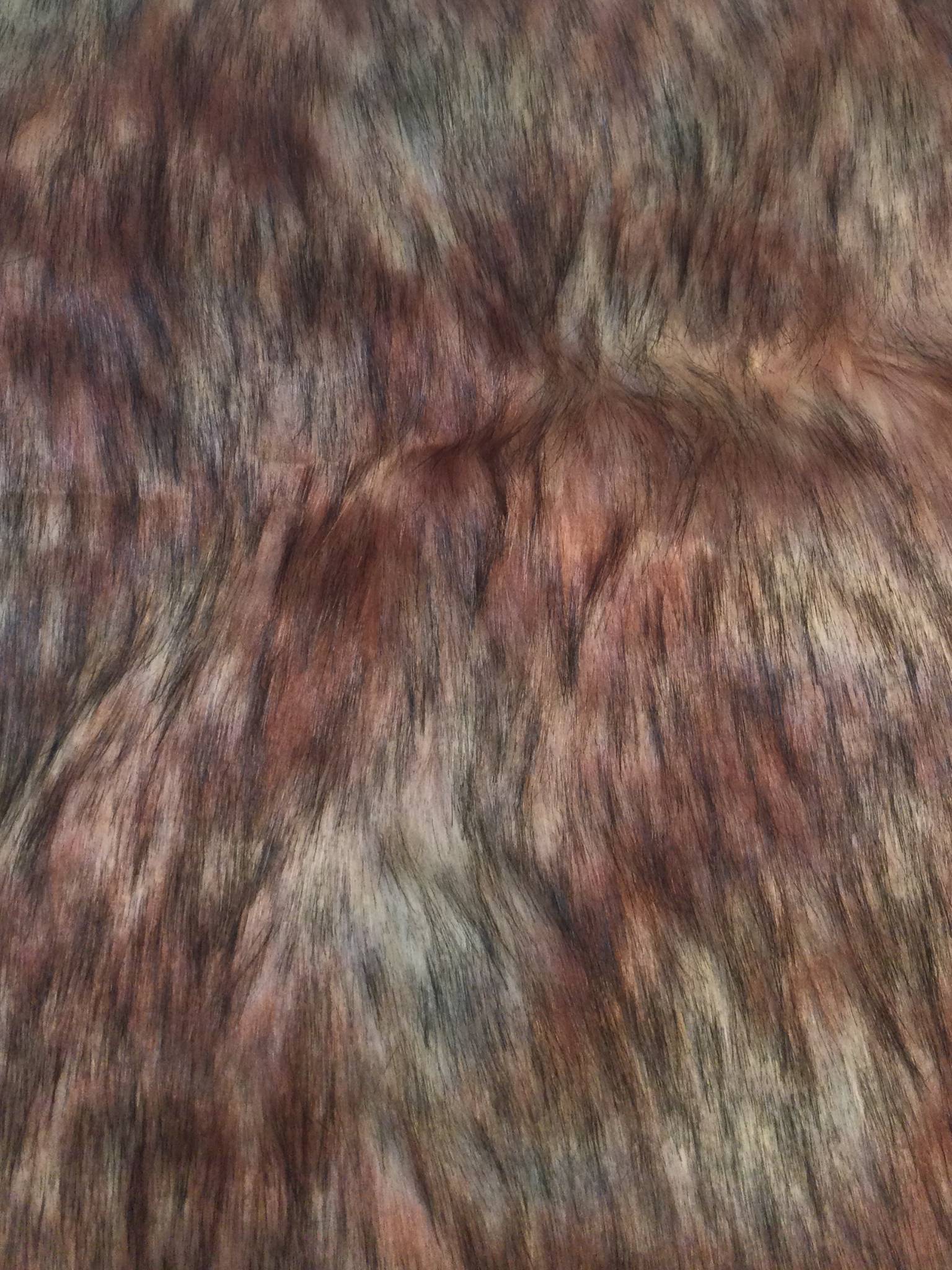 Luxury Faux Fur in Red Black and Tan