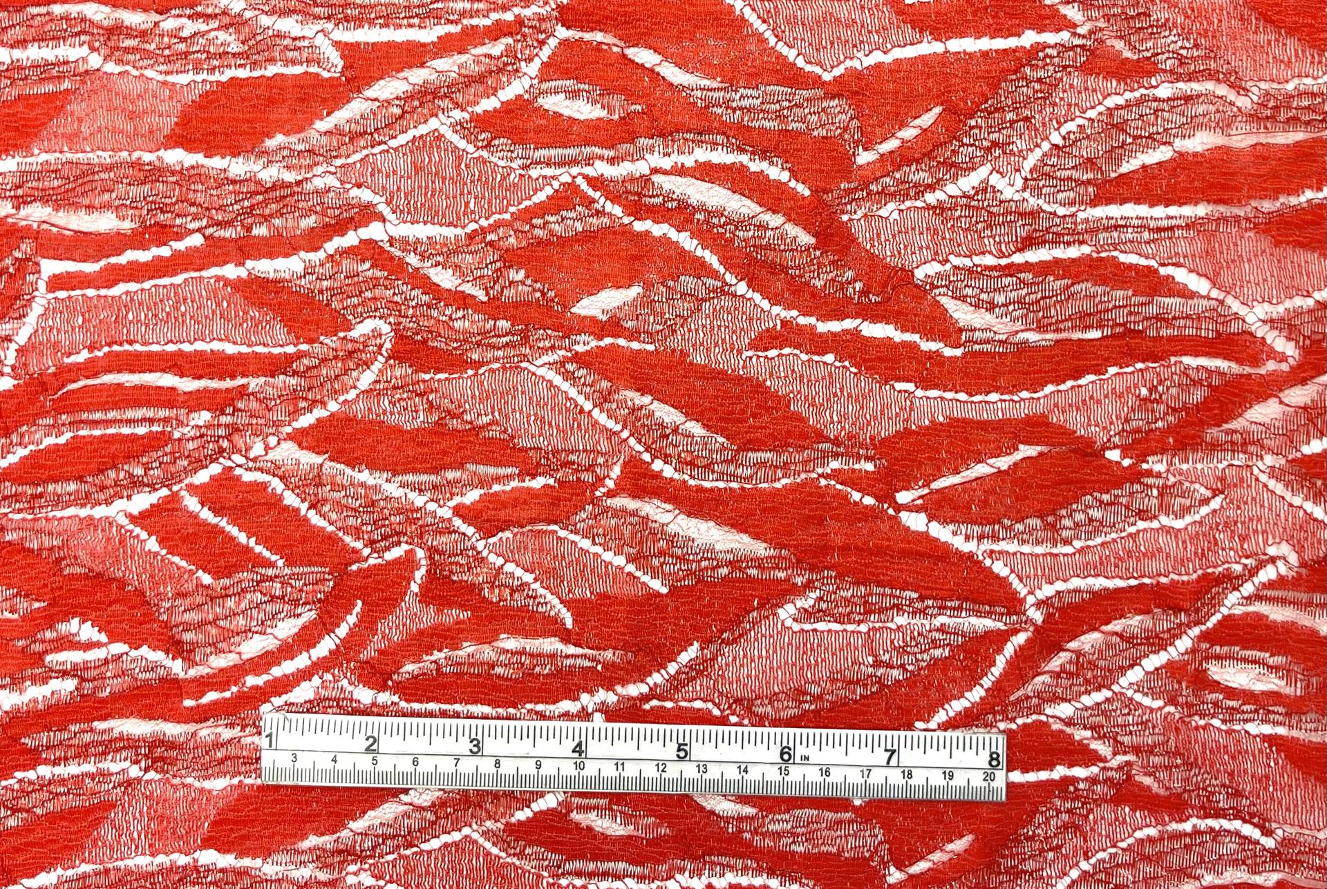 French Lurex Chantilly Lace in Rouge