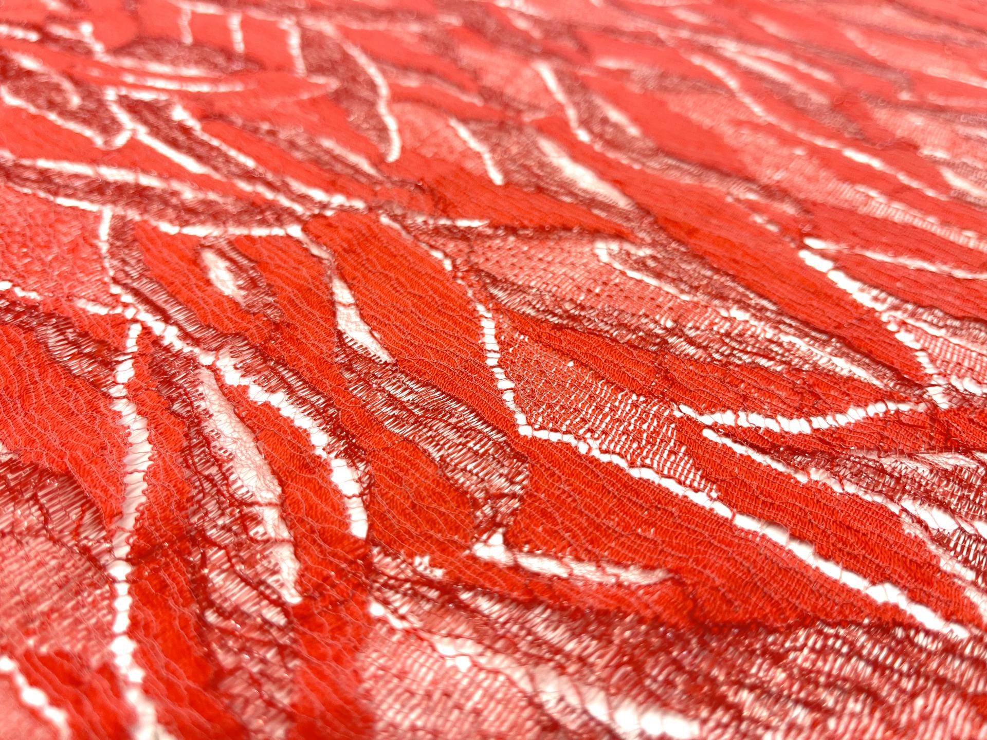 French Lurex Chantilly Lace in Rouge