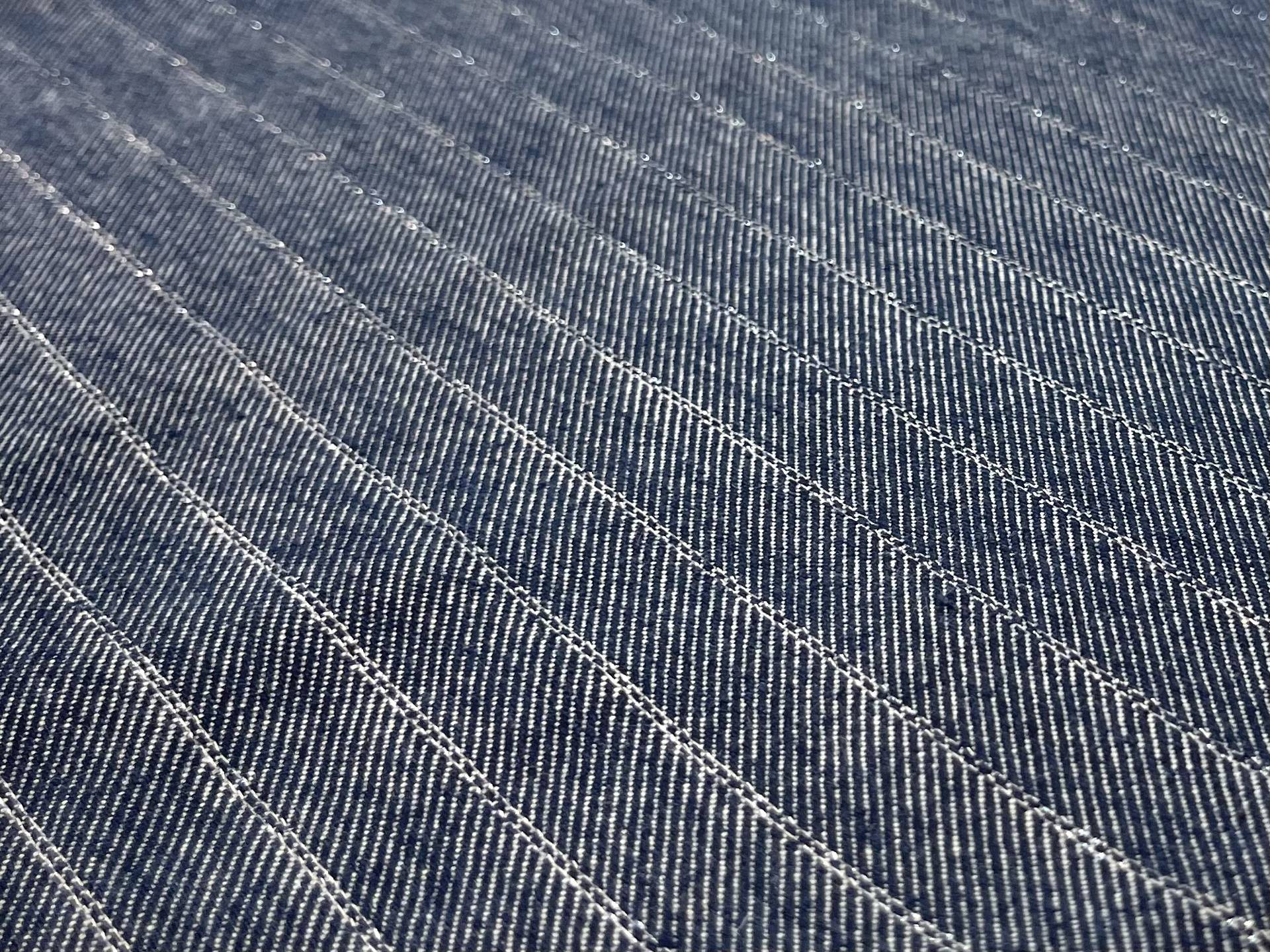 Wool and Rayon Blue Denim with Silver Metallic Stripes