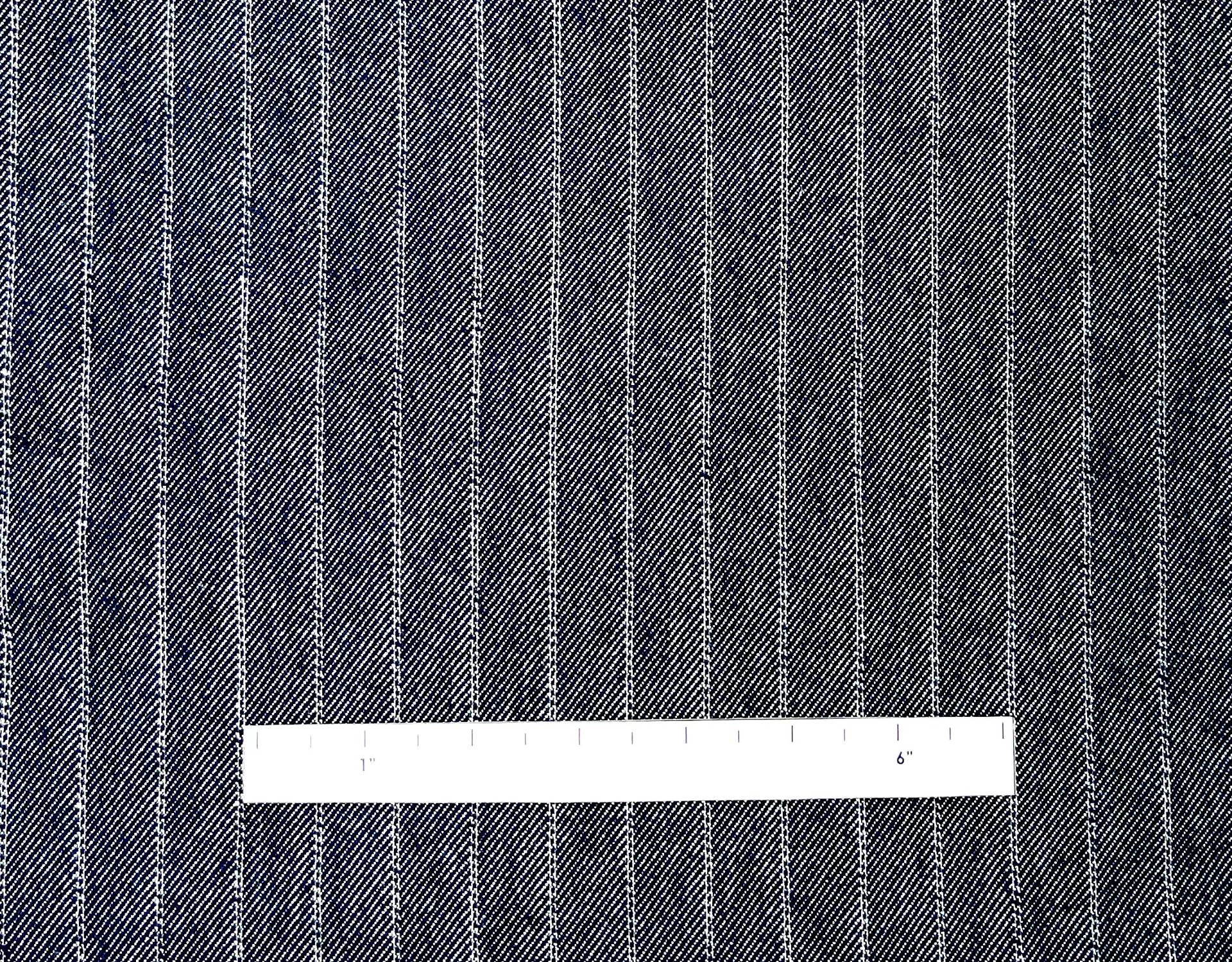 Wool and Rayon Blue Denim with Silver Metallic Stripes