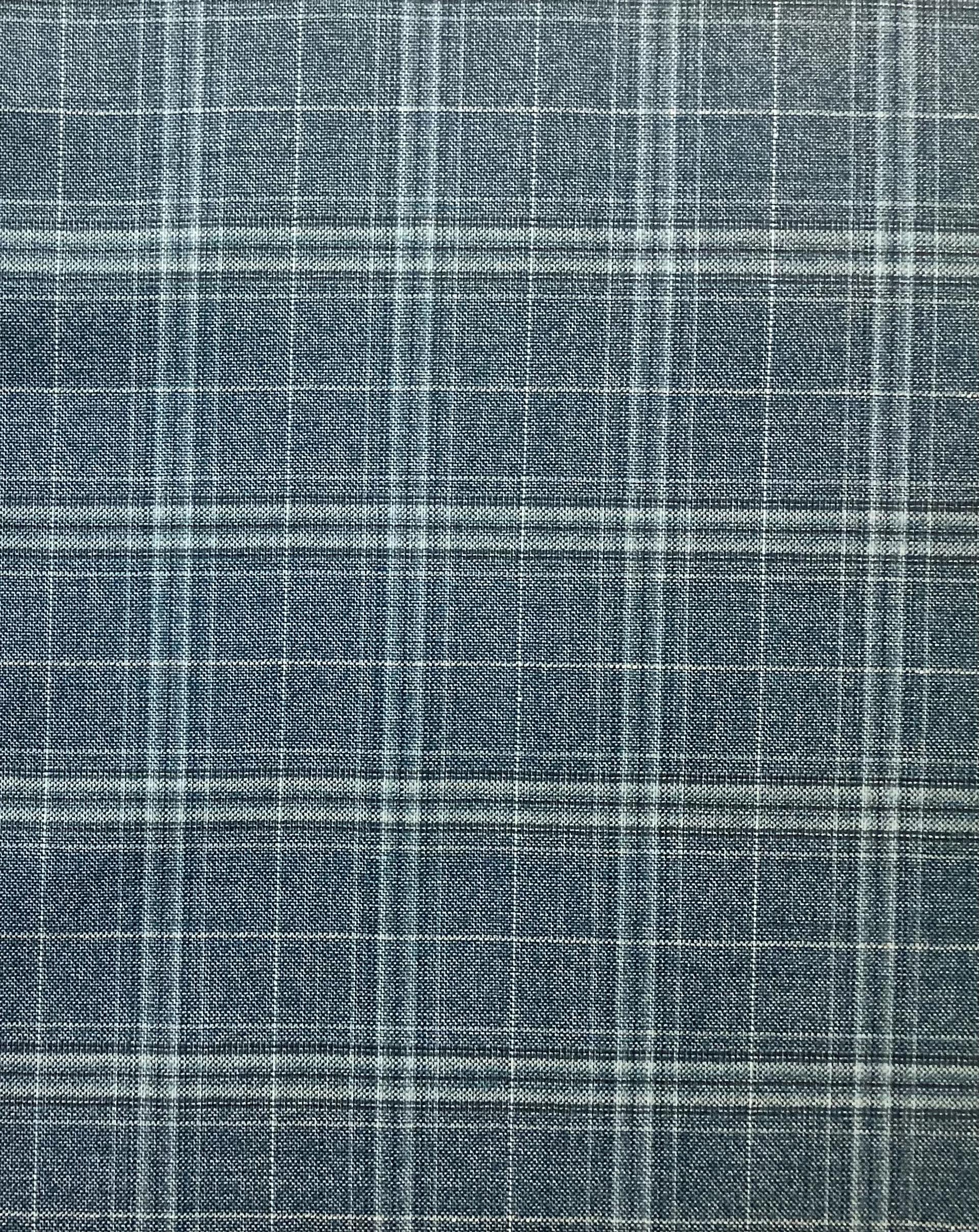 Italian Guabello Wool Super 120's Plaid in Teal