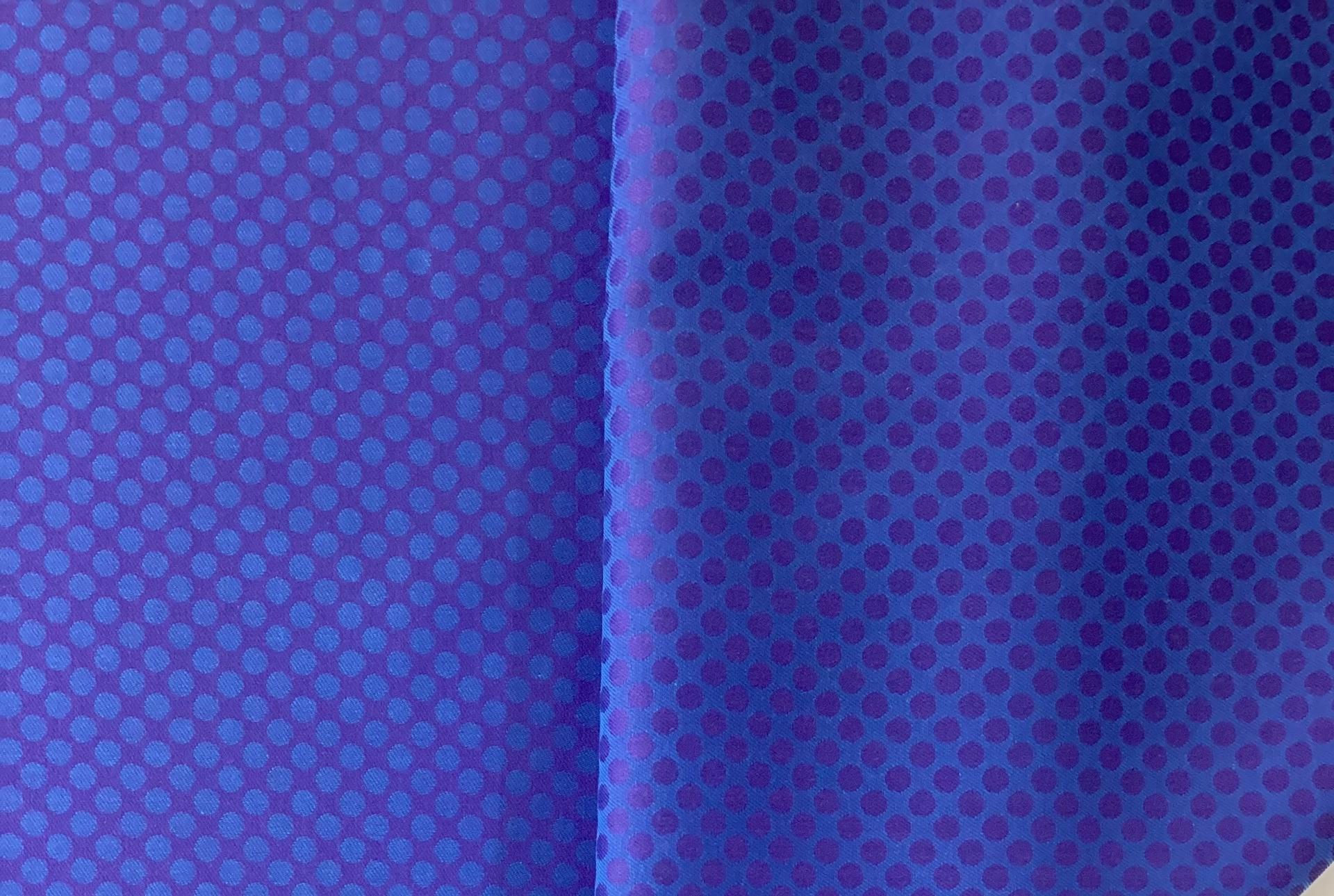 Made in Italy 100% Cotton Iridescent Jacquard Dot Shirting In Royal & Purple