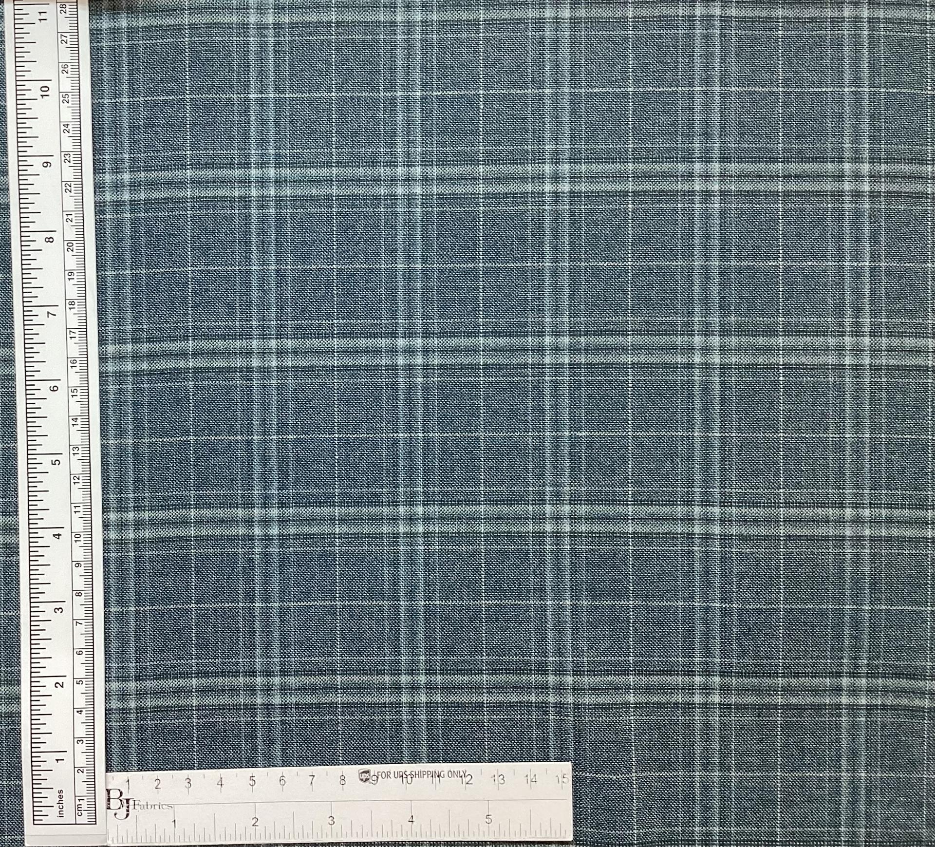 Italian Guabello Wool Super 120's Plaid in Teal