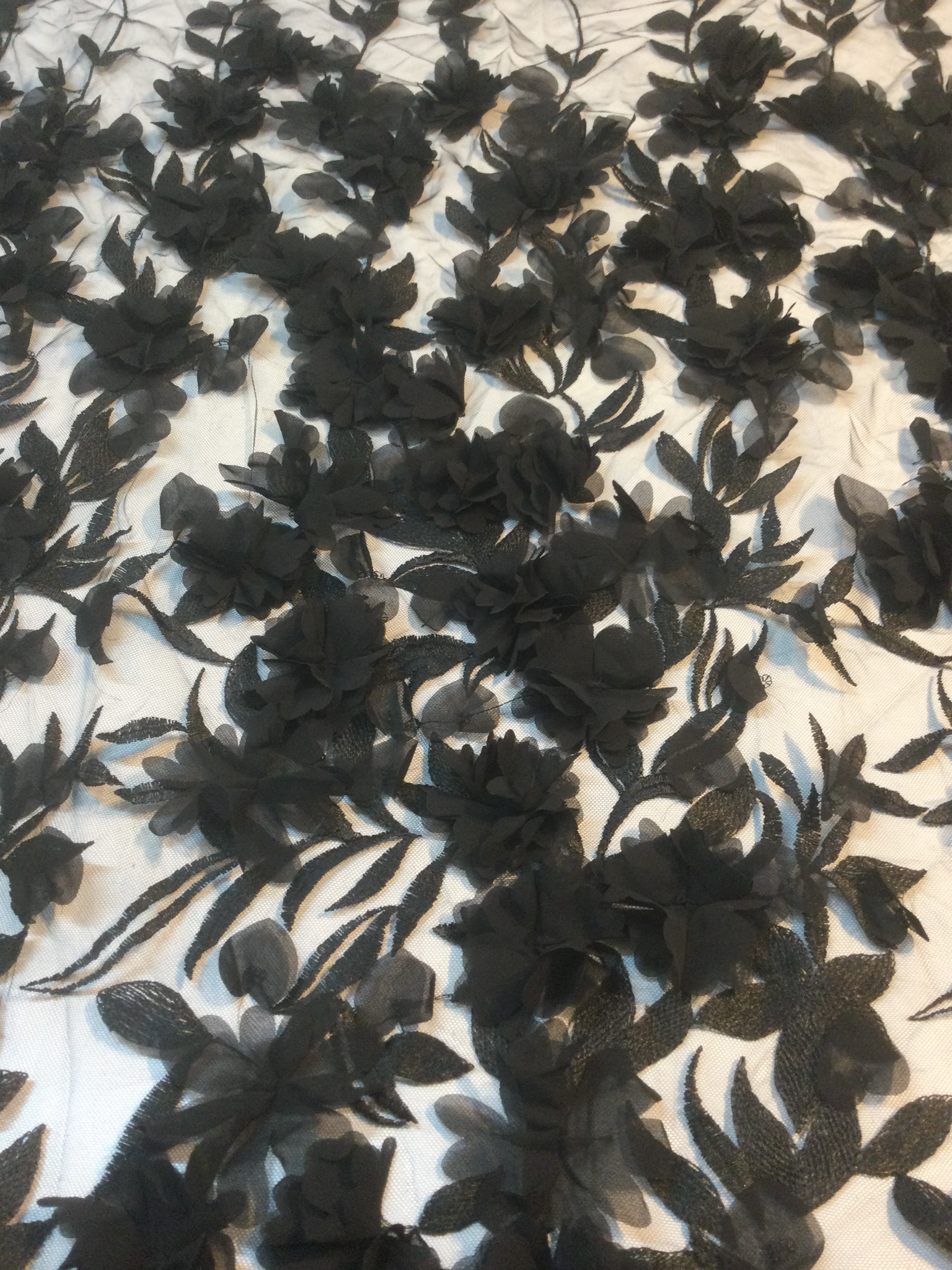 Embroidered Illusion with Applique' in Black