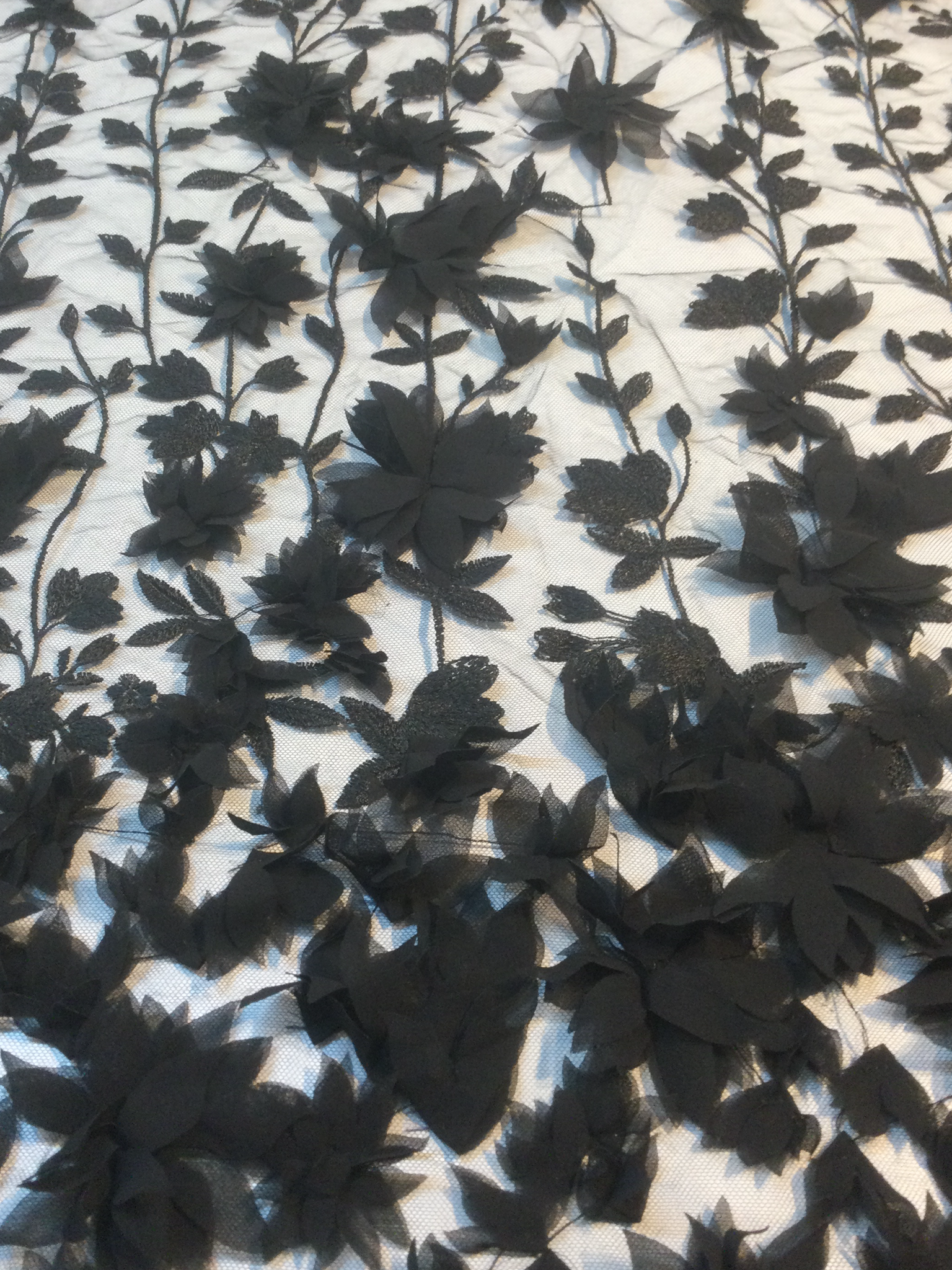 Embroidered Illusion with Applique' in Black