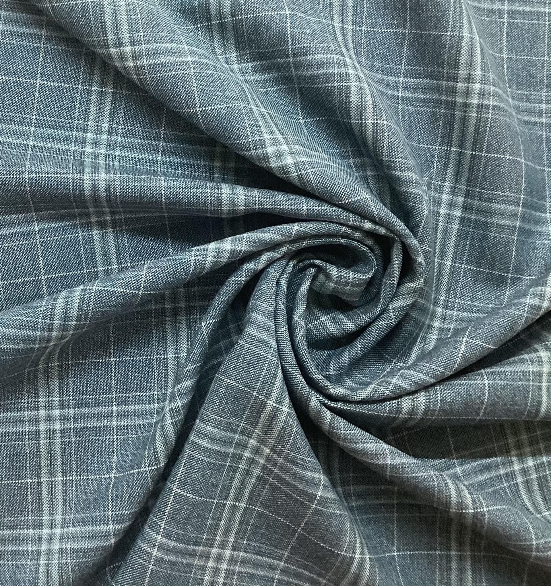 Italian Guabello Wool Super 120's Plaid in Teal