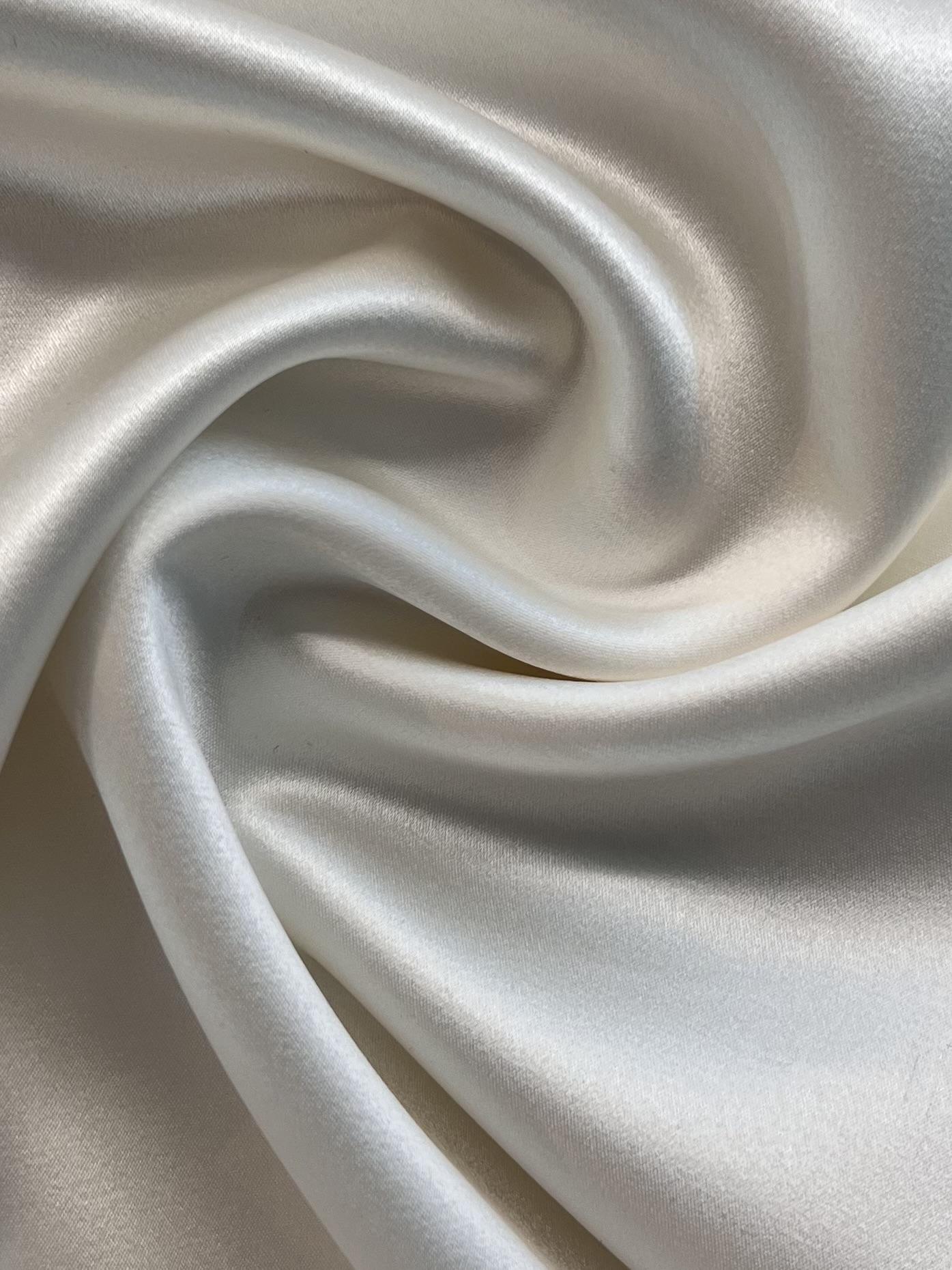 Silk Crepe Back Satin in Silk White