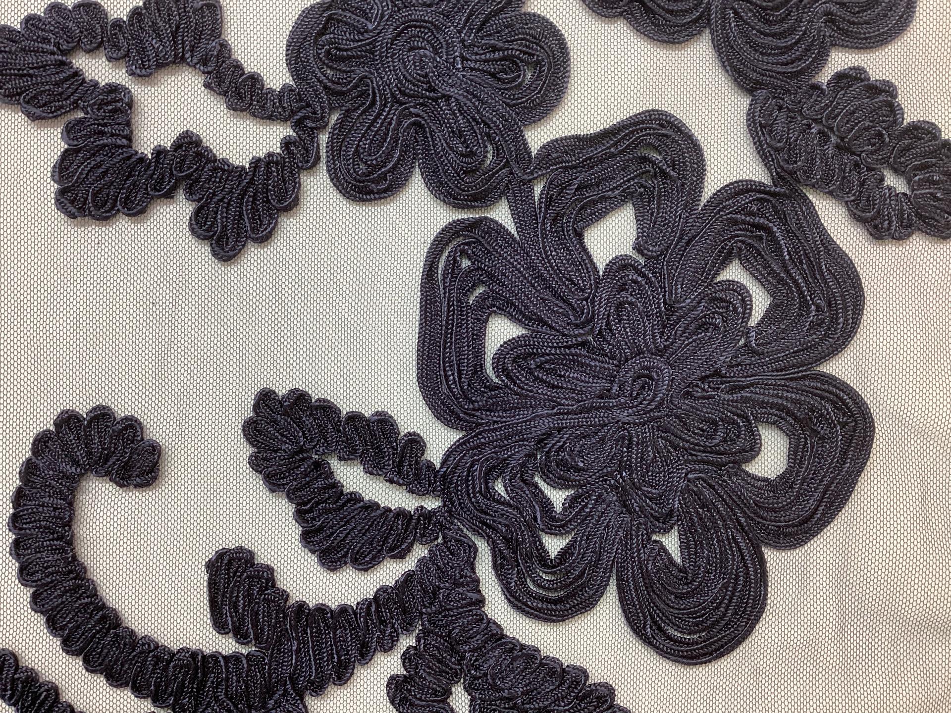 Embroidered Tulle In Navy