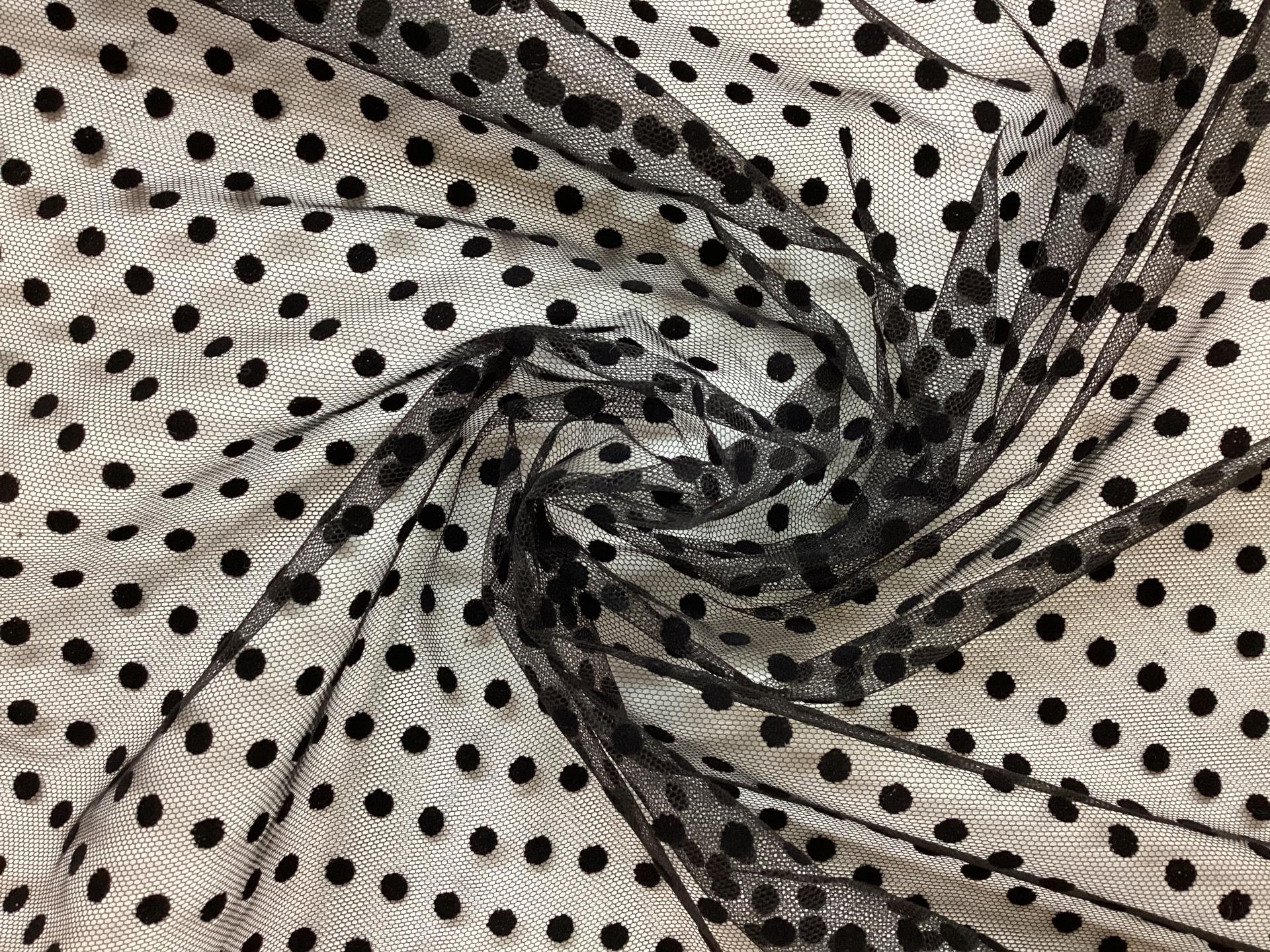 MADE IN FRANCE FLOCKED TULLE IN BLACK