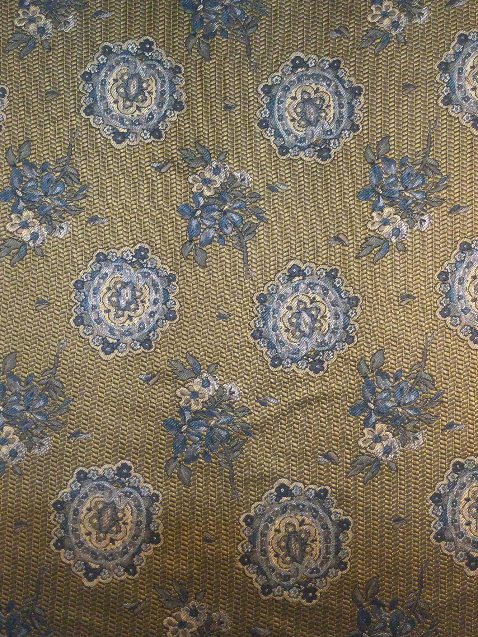 Made in Italy 100% Silk Tie Brocade in Gold Ground with Gold/Teal Floral