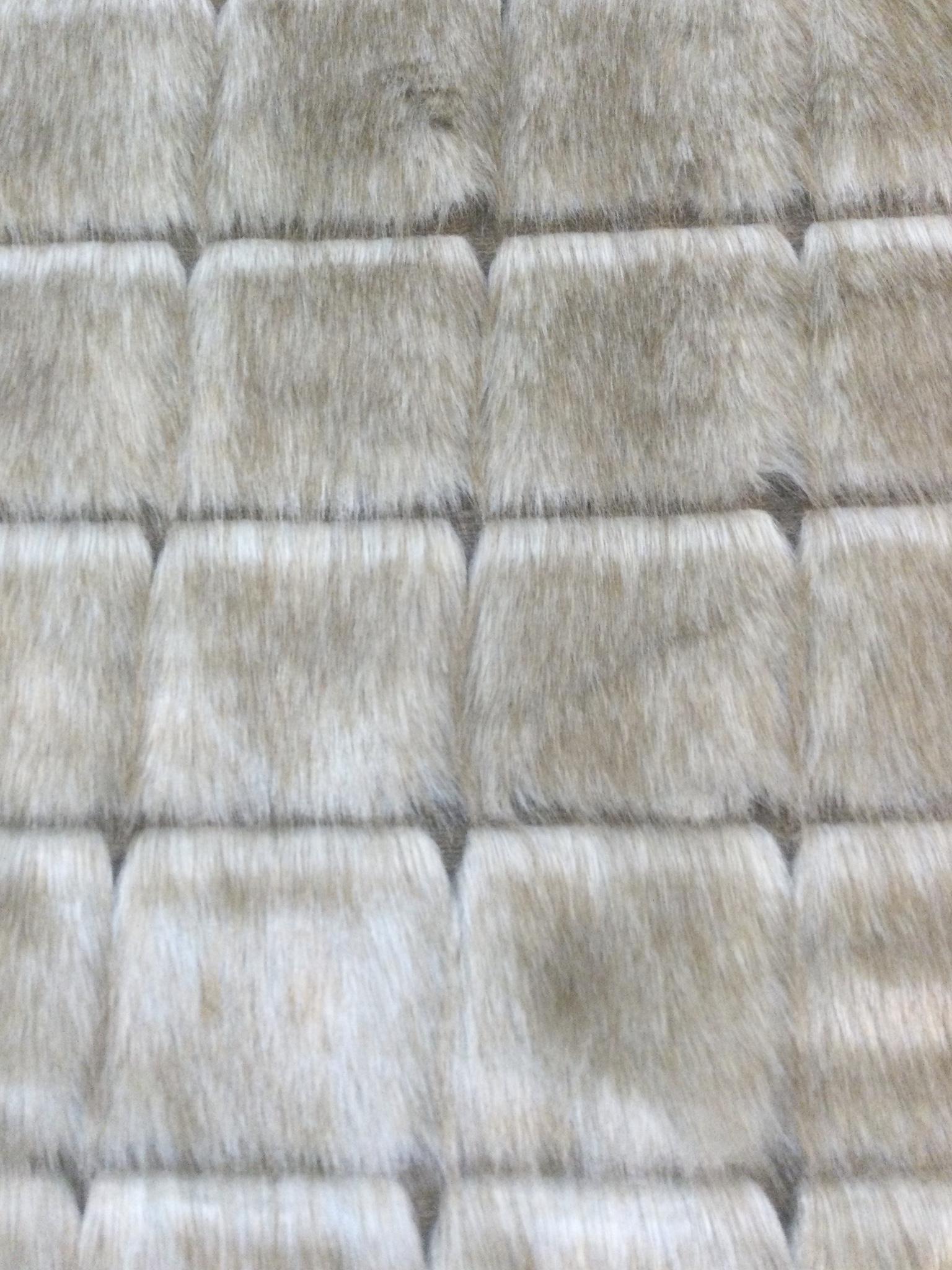 Blonde Faux Fur with Grid Pattern