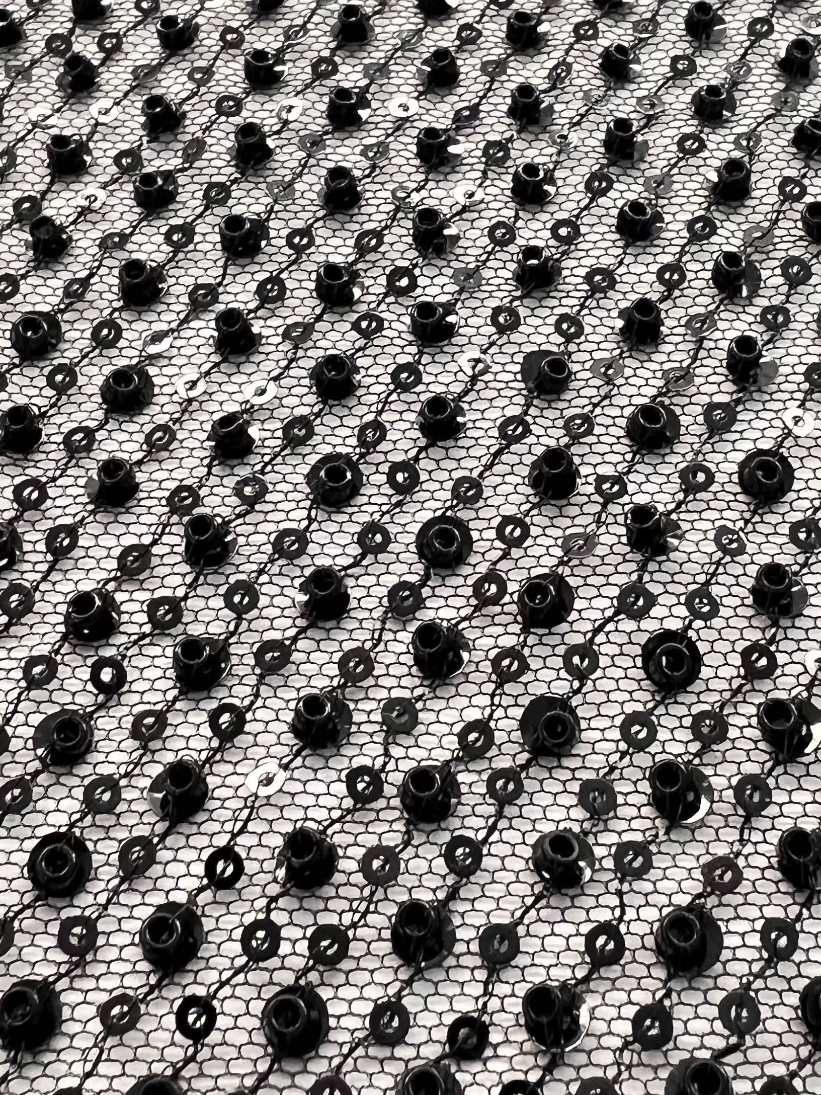 Sequin/Crystal Twill on Tulle Black/Black