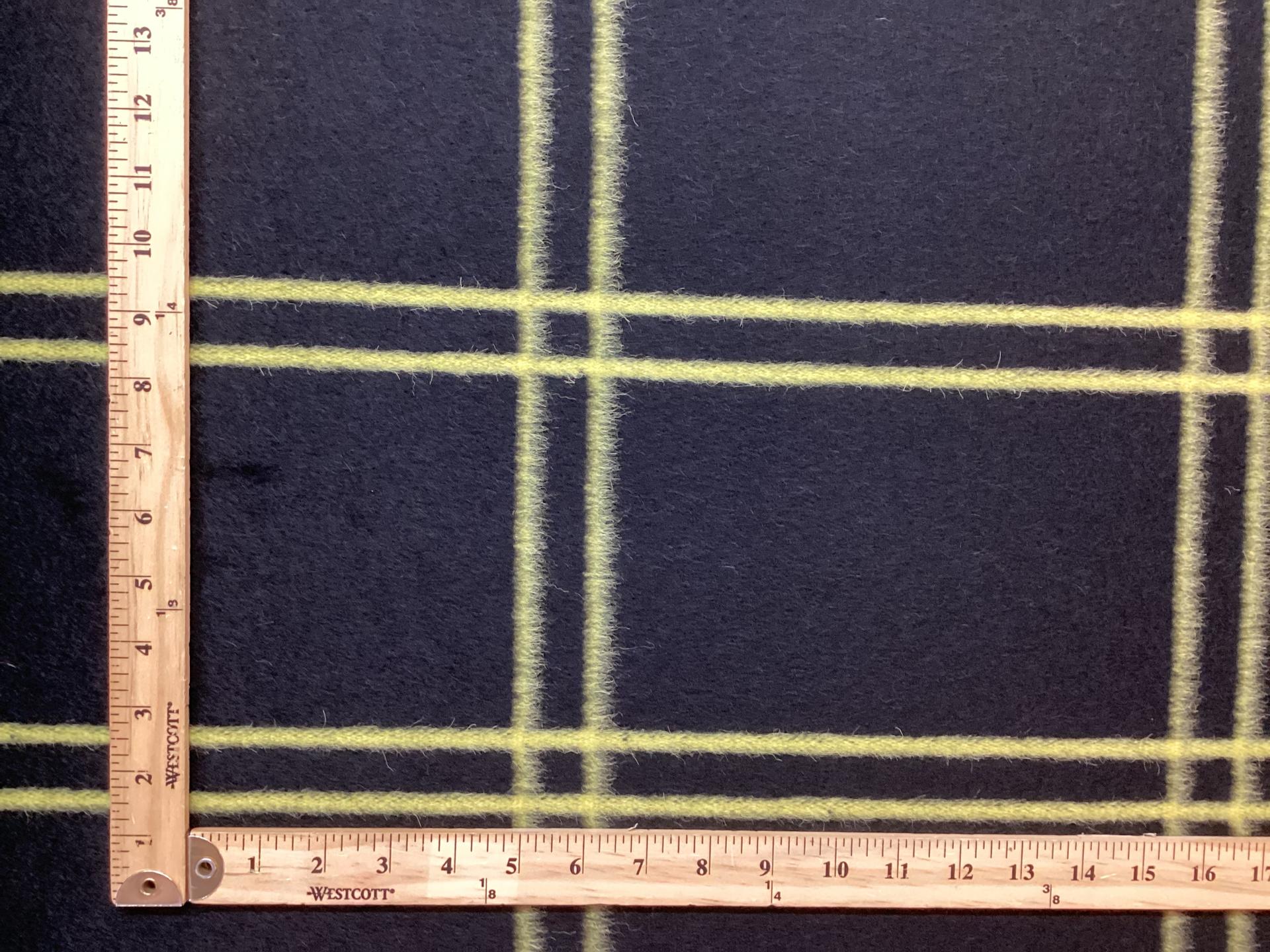 Italian Alpaca Wool Coating Window Pane In Black & Yellow Line