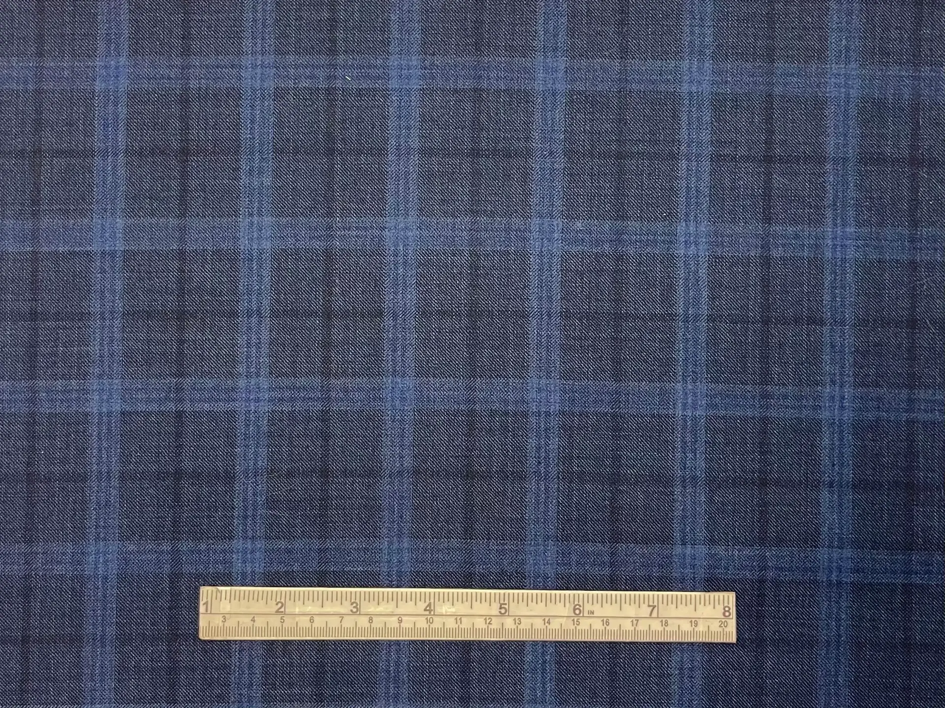 Made In Italy Loro Piana 100% Saxxon Wool Plaid in Navy Blue