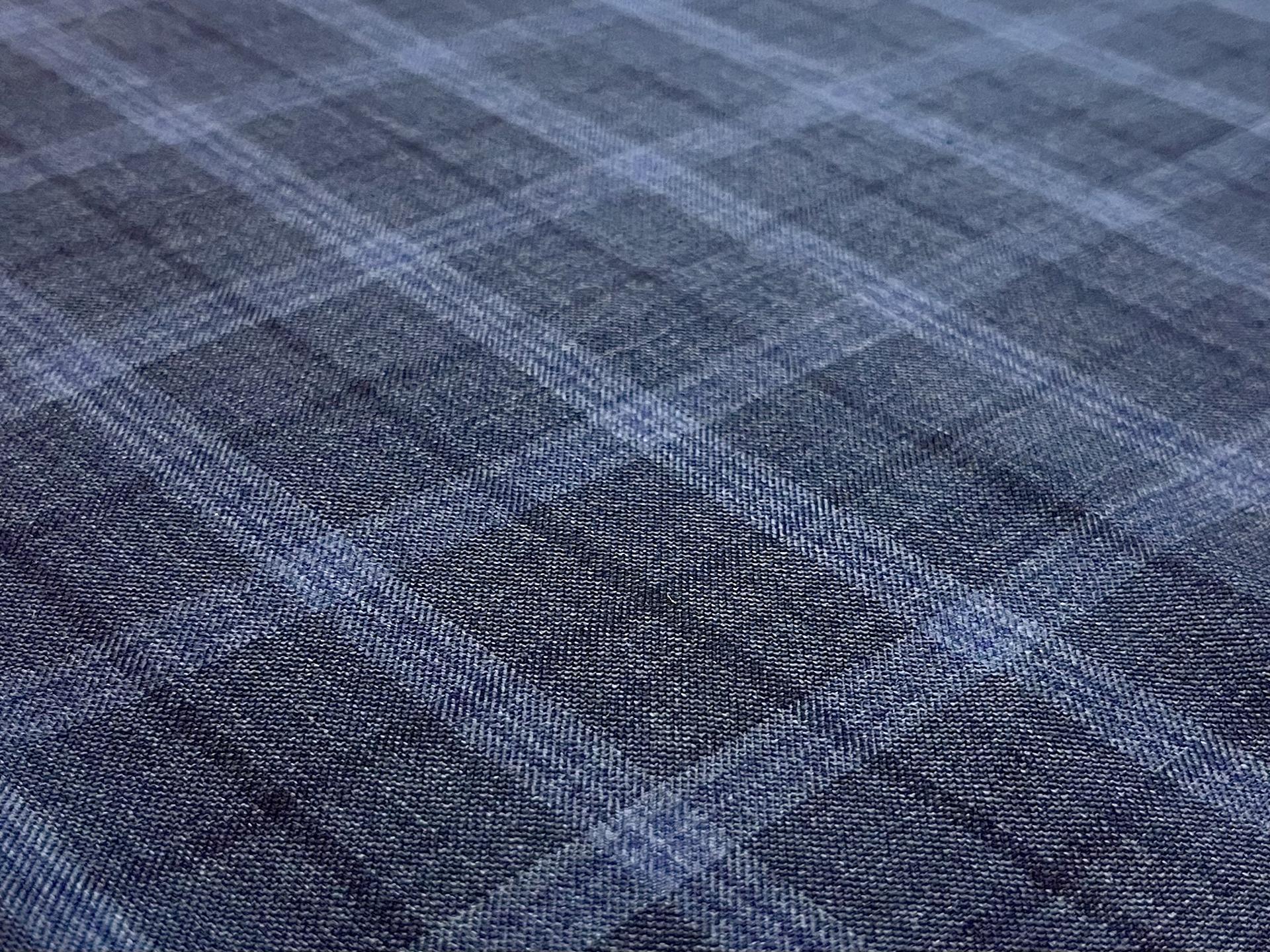 Made In Italy Loro Piana 100% Saxxon Wool Plaid in Navy Blue