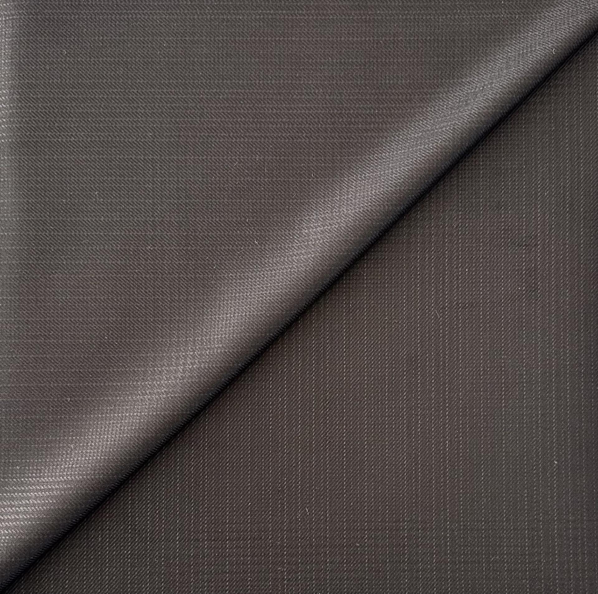 Italian Silk Wool Suiting Jacquard Glen Plaid in Black